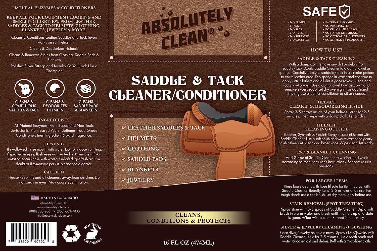 Absolutely Clean Amazing Saddle Soap Spray for Leather Cleaning & Tack  Cleaner and Conditioner 16 oz