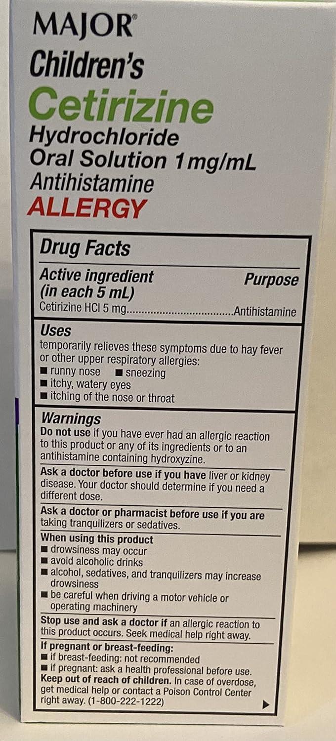 Children's CETIRIZINE Hydrochloride Oral Solution 1MG/ML Allergy