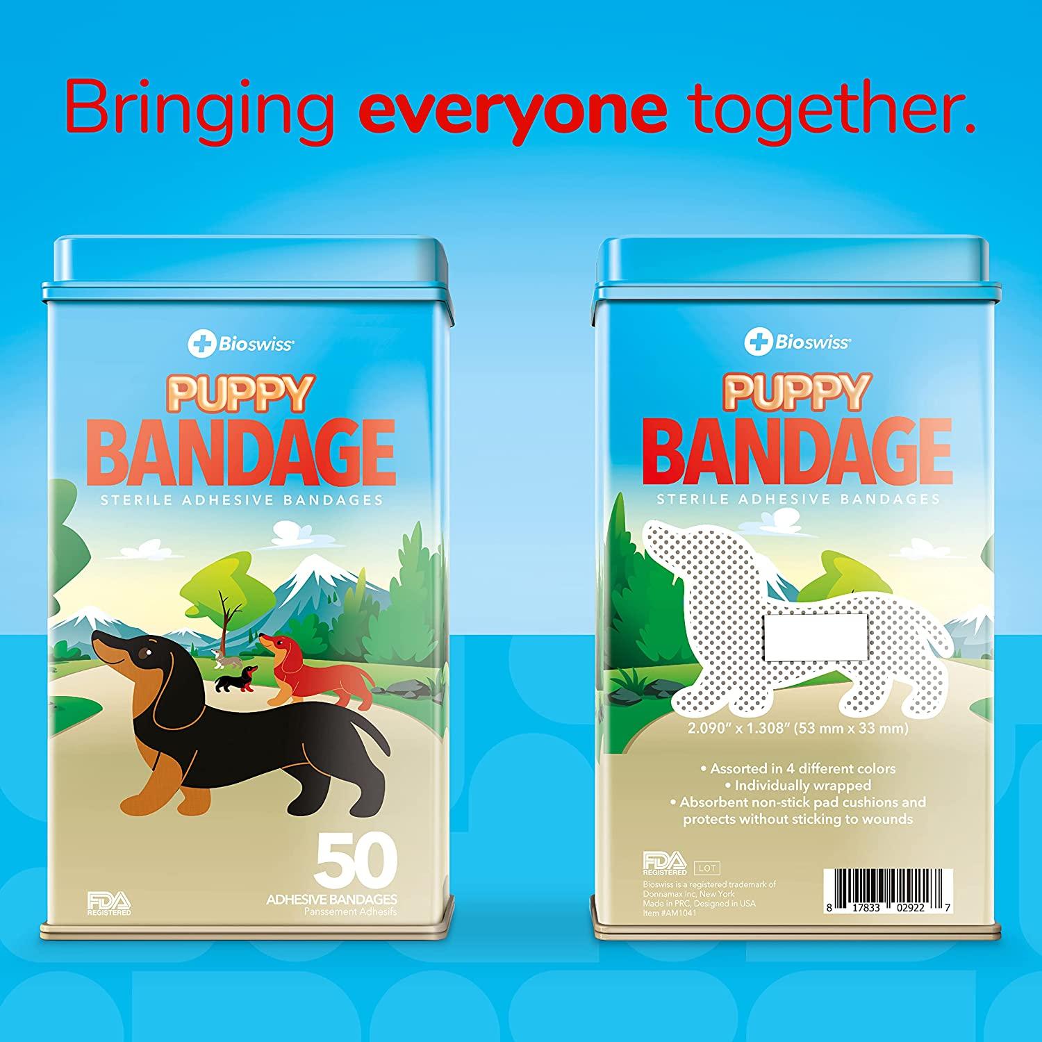 BioSwiss Puppy Novelty Bandages Tin 50 SelfAdhesive Funny First Aid
