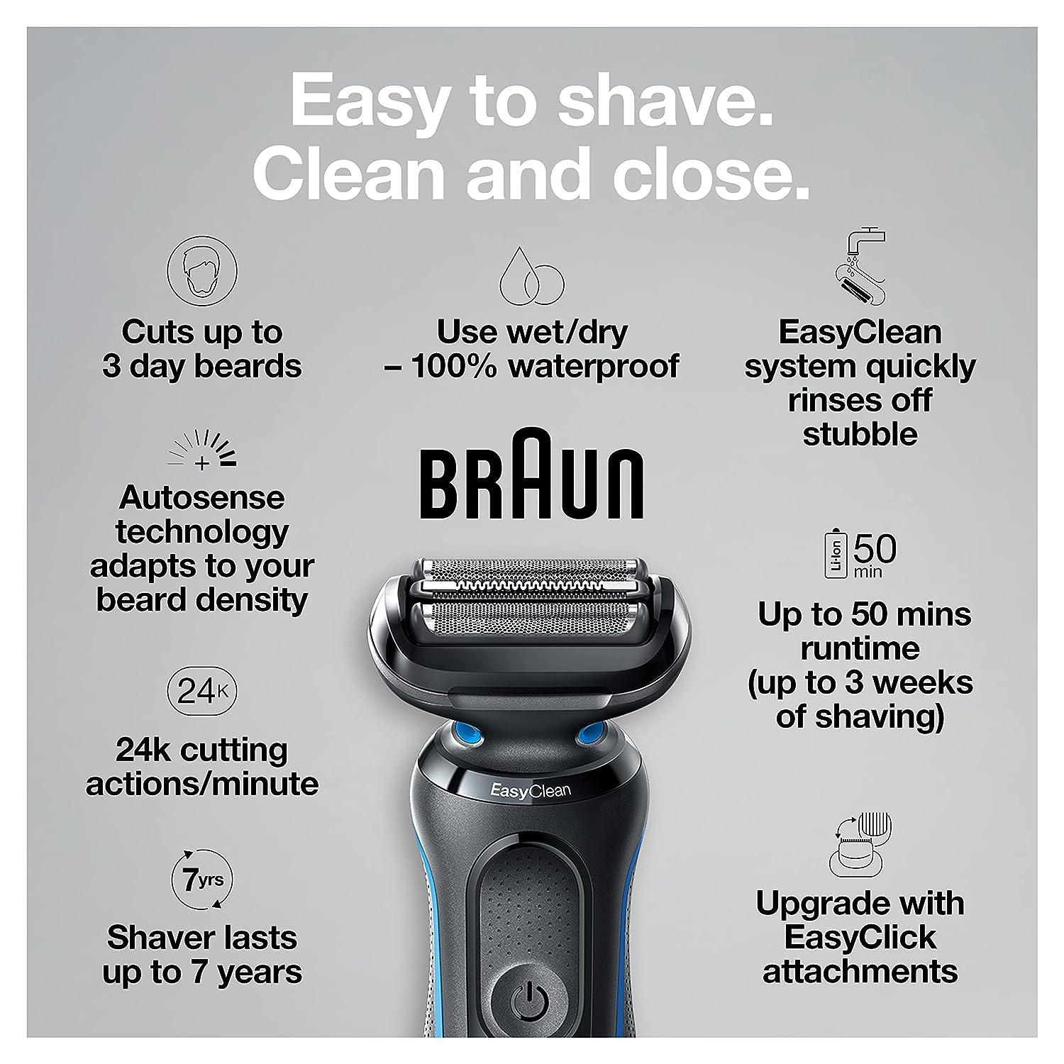 Braun Series 5 EasyClean Wet & Dry Shaver, Blue Black - 50-M1000s, Best  price in Egypt
