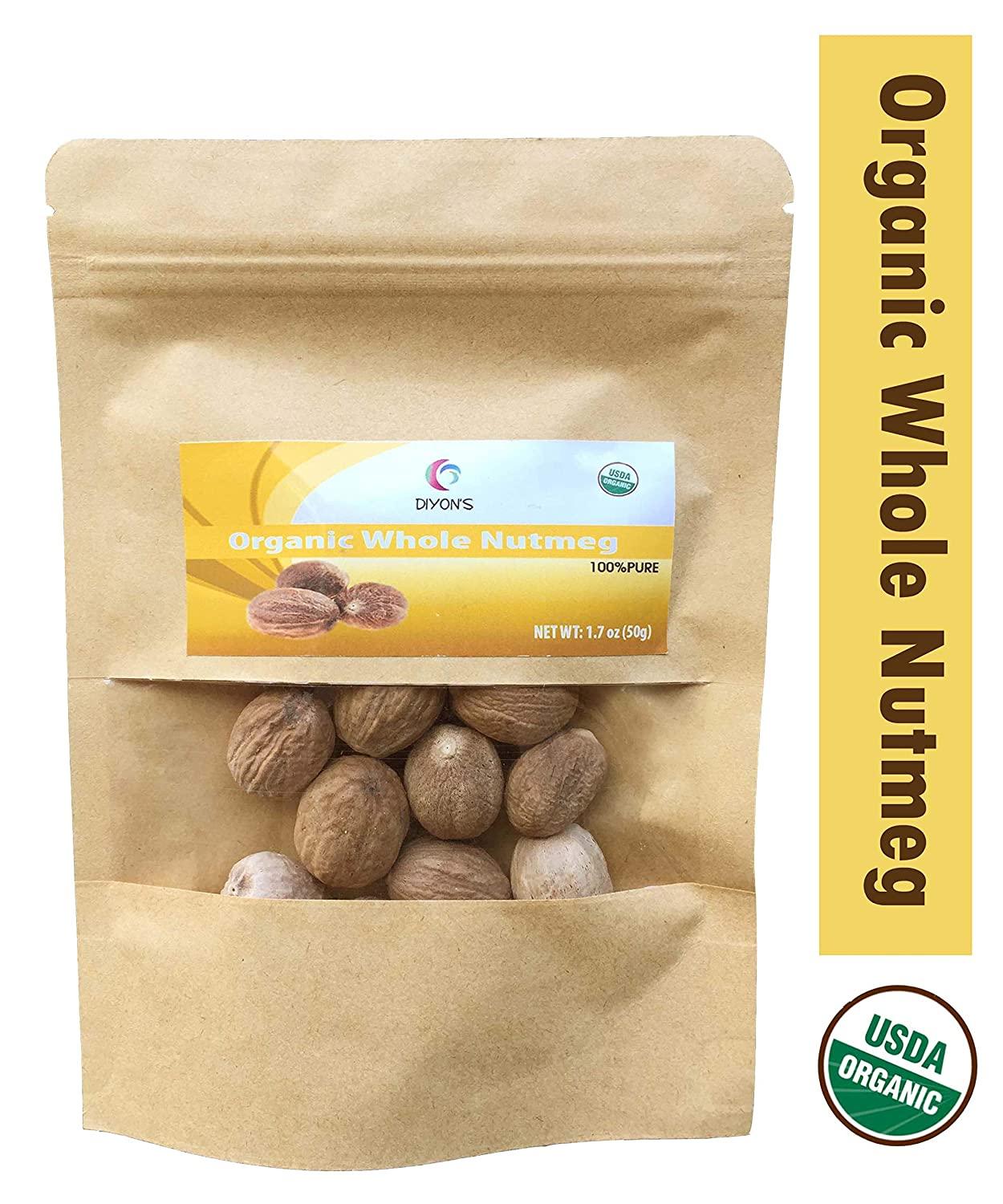 Organic Whole Nutmeg 1.7 oz, Premium grade ( stand up resealable pouch