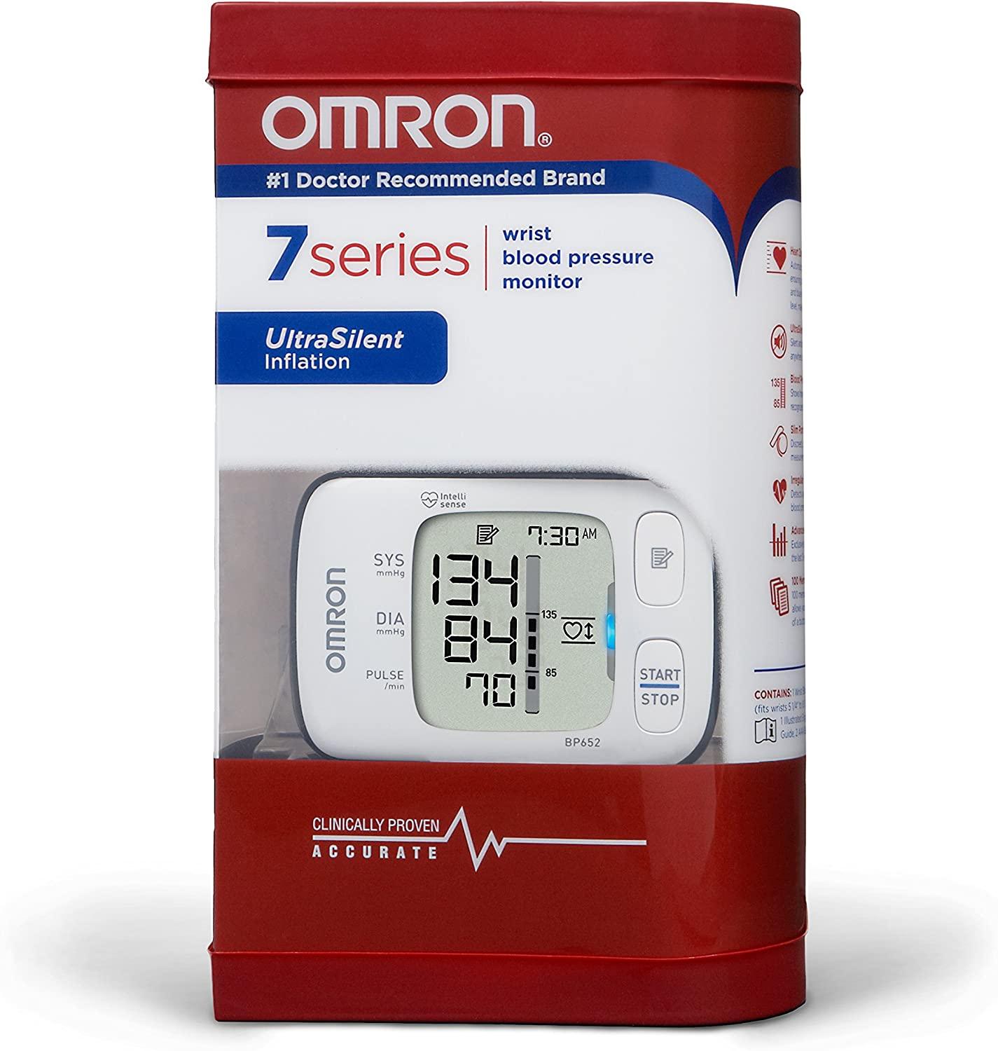 Omron 7 Series Wrist Blood Pressure Monitor 100-Reading Memory with Heart  Zone Guidance and UltraSilent Inflation by Omron