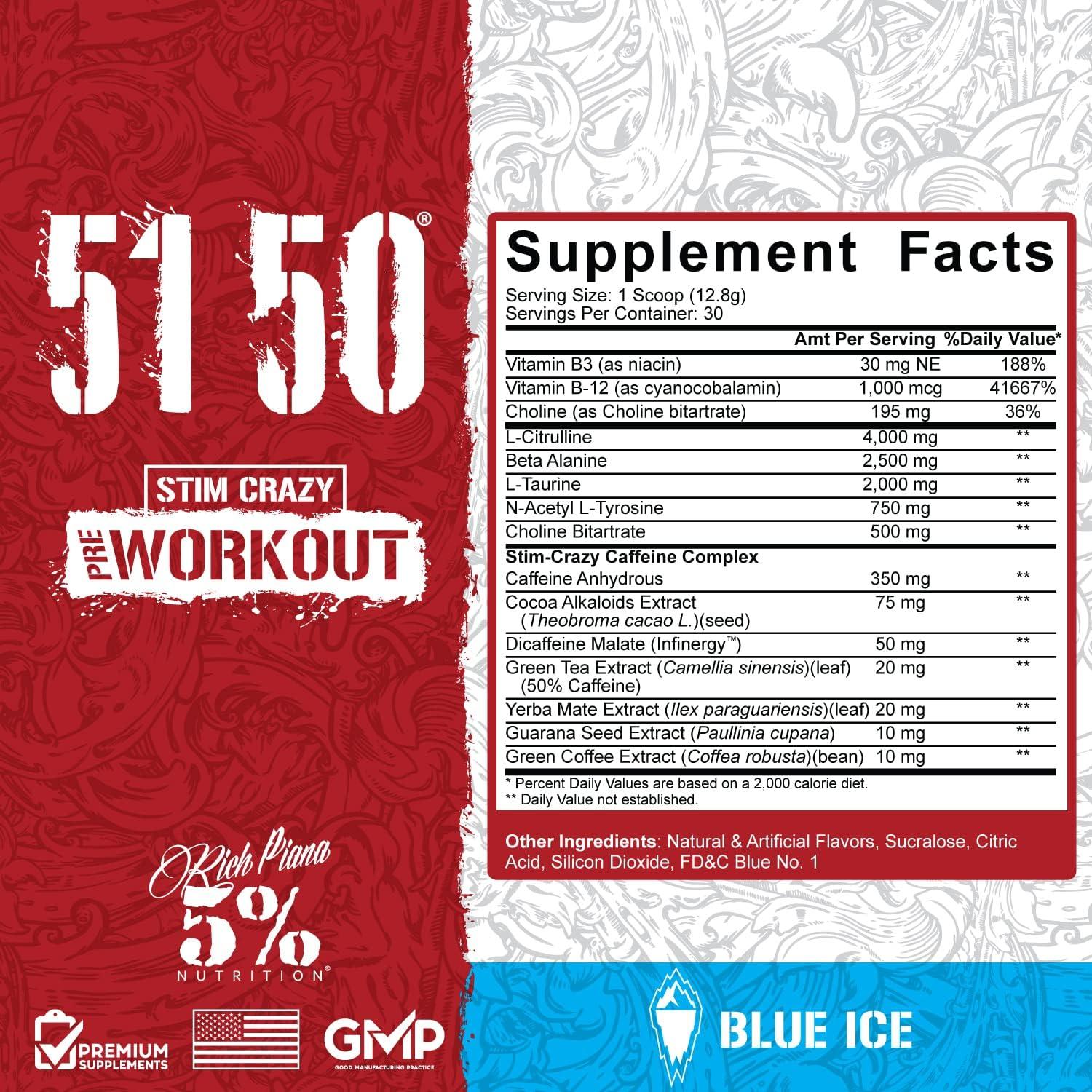 5 Nutrition Rich Piana 5150 High Stim PreWorkout Powder Extreme