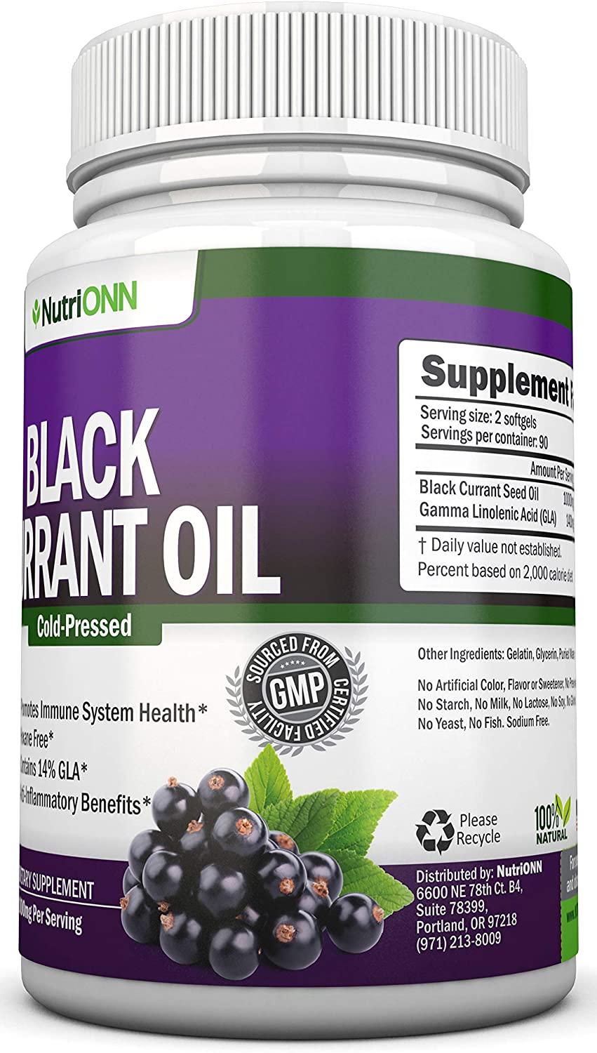 Black Currant Oil 1000 Mg 180 Softgels ColdPressed Pure Black Currant Seed Oil Hexane