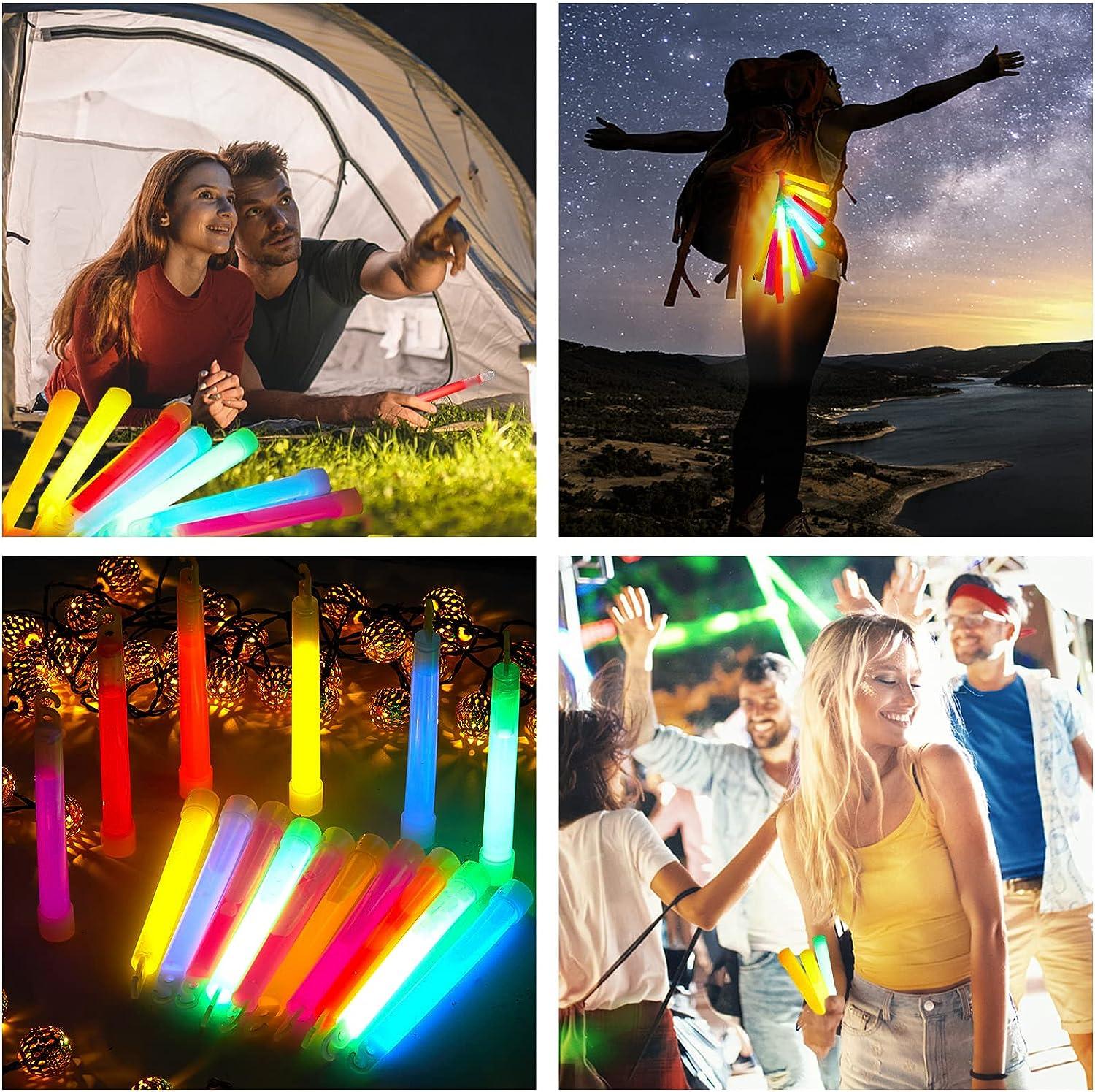 25 Ultra Bright Glow Sticks,Long Last Light Sticks,6 Inch Large Glow Sticks  Bulk with Red Ribbon,Glowsticks with 12 Hour Duration for Camping  Accessories,Parties,Hurricane,Earthquake,Survival Kit