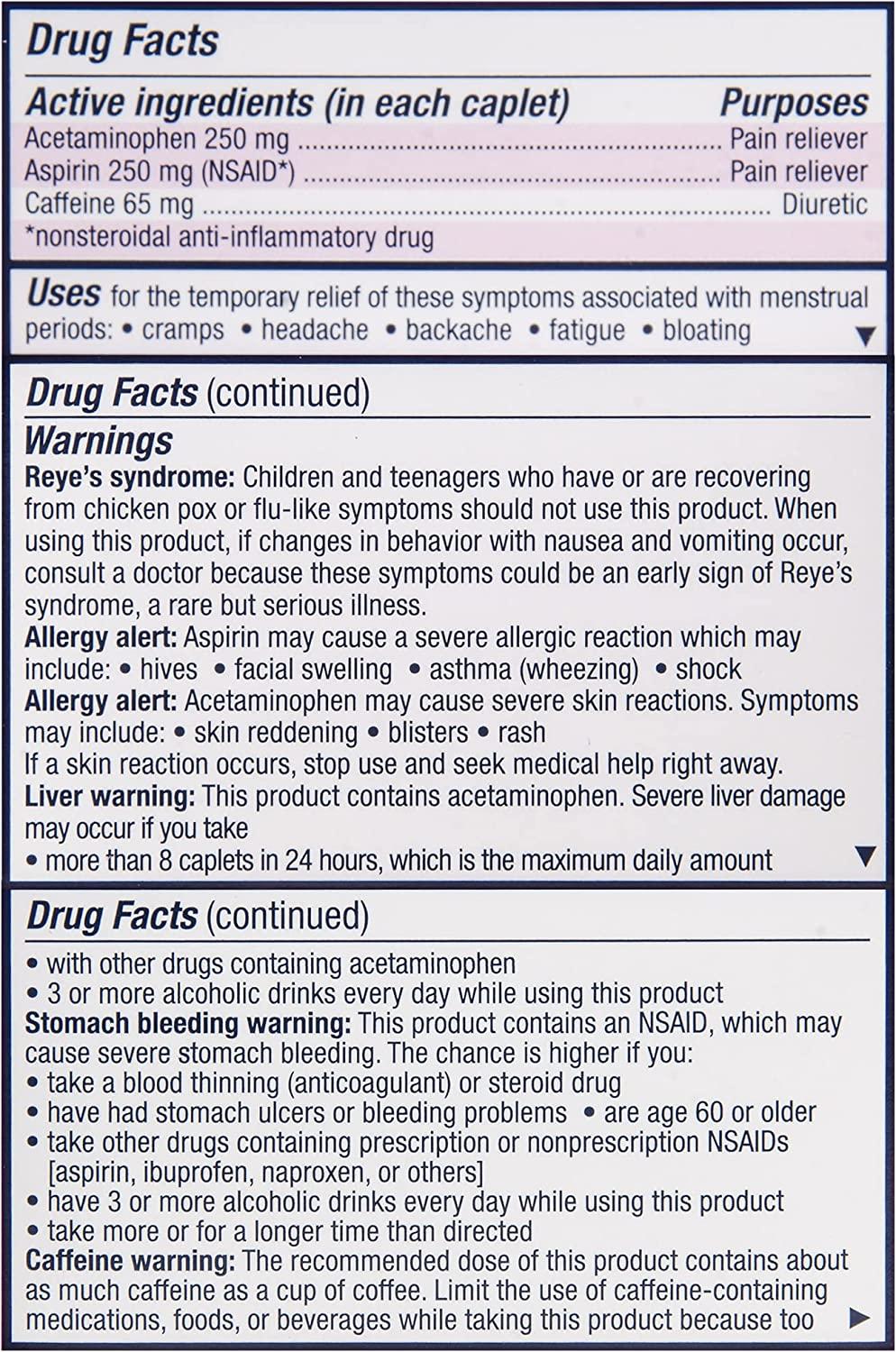 Pamprin Maximum Strength Max Formula, with Acetaminophen, Menstrual