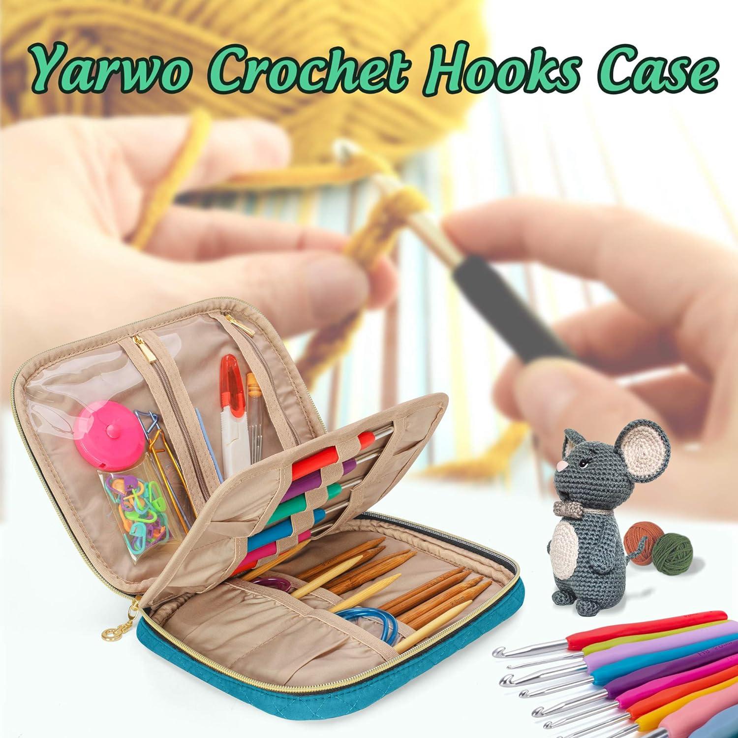 YARWO Crochet Hook Case Travel Organizer Holder for Crochet Hooks Circular  Knitting Needles Knitting Needles (up to 8) and Other Supplies Teal (Bag  Only Patented Design)