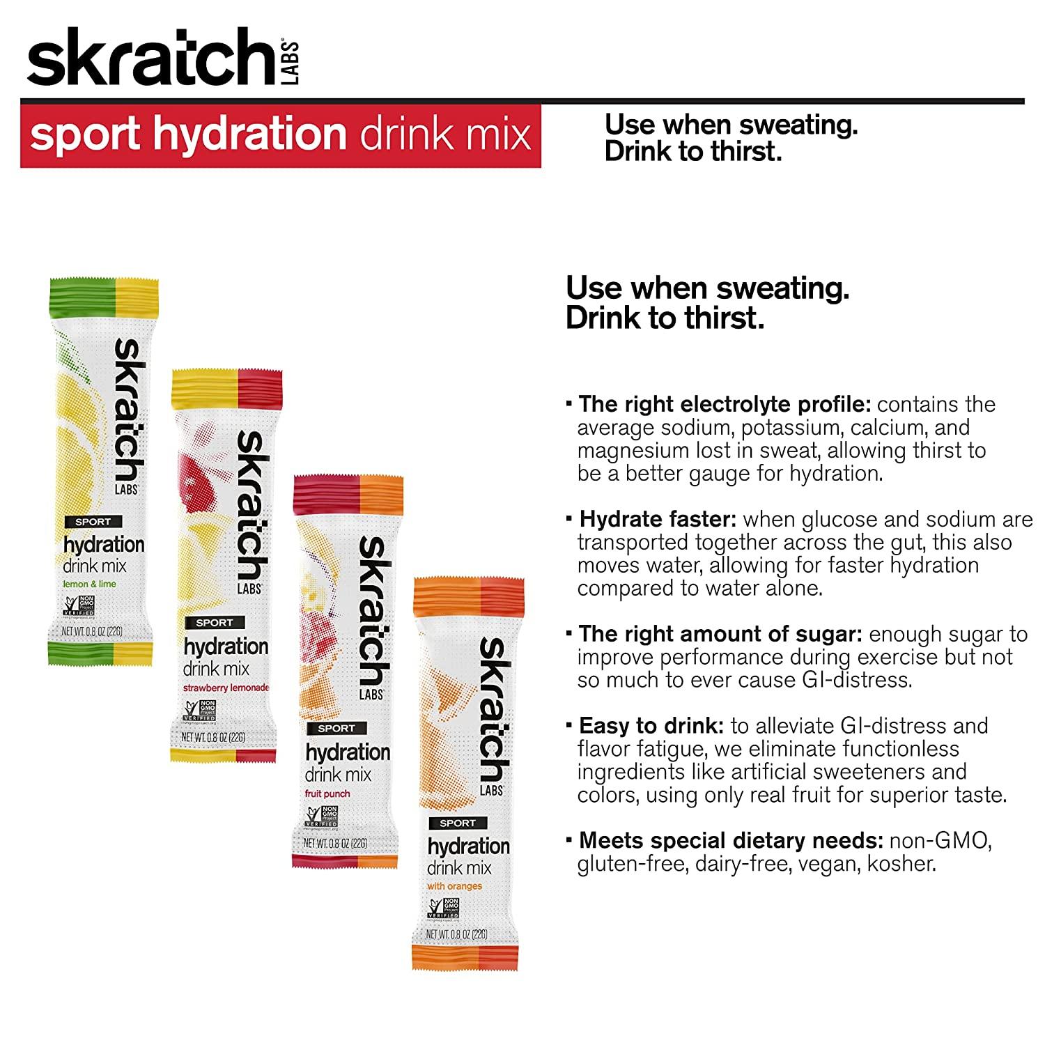 Skratch Labs Hydration Packets - Hydration Drink Mix, Variety Pack (20  Single Serving Packets) - Electrolyte Powder Developed for Athletes and  Sports