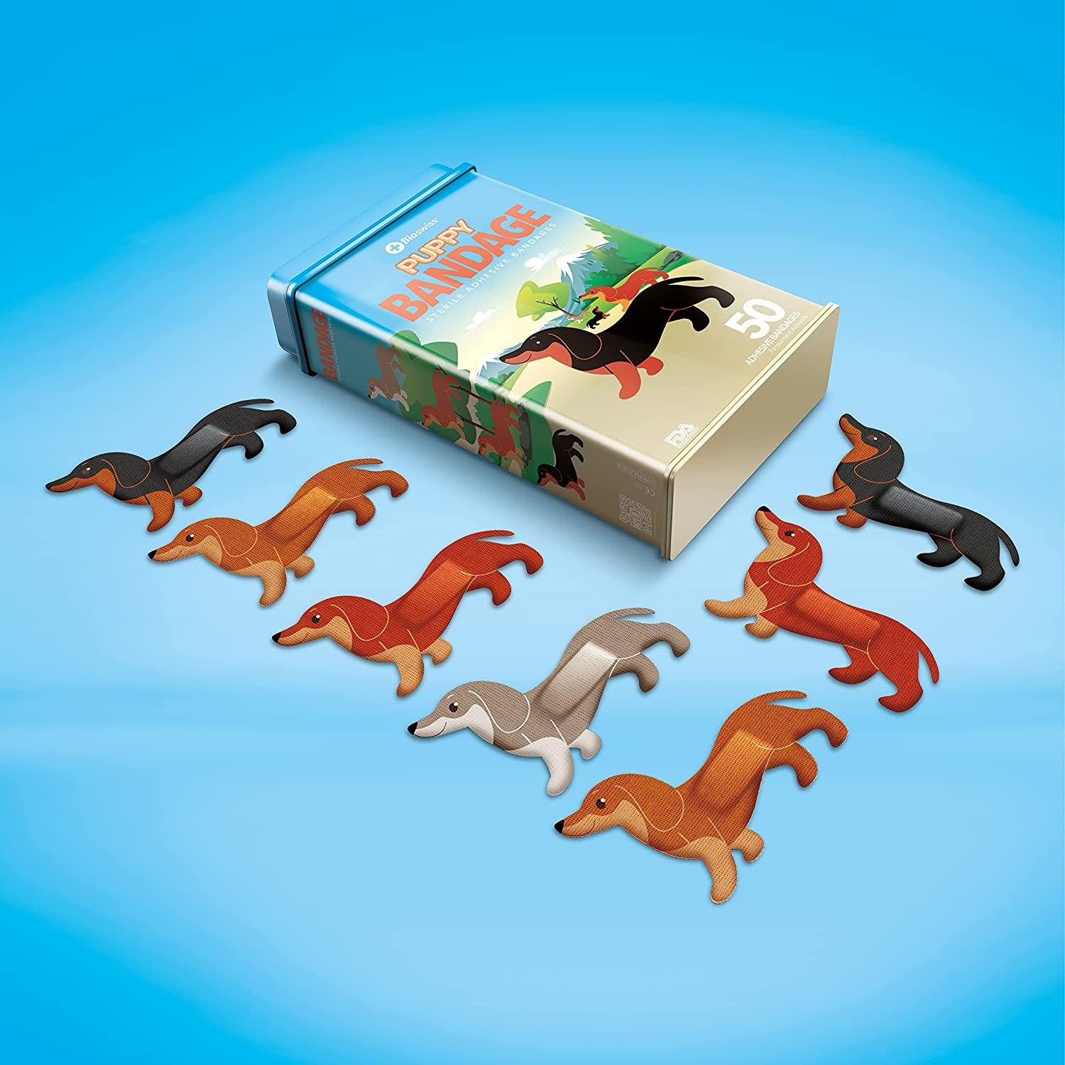 BioSwiss Puppy Novelty Bandages Tin 50 SelfAdhesive Funny First Aid