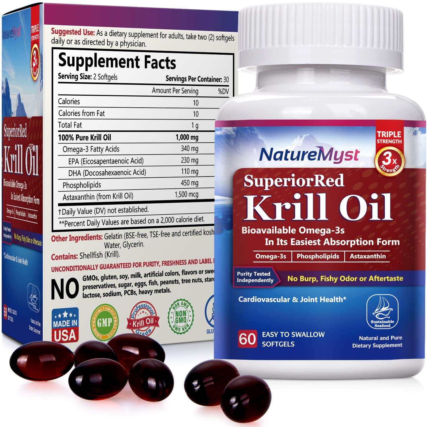 NatureMyst Krill Oil Professional Grade 60 Liquid Softgels NonGMO