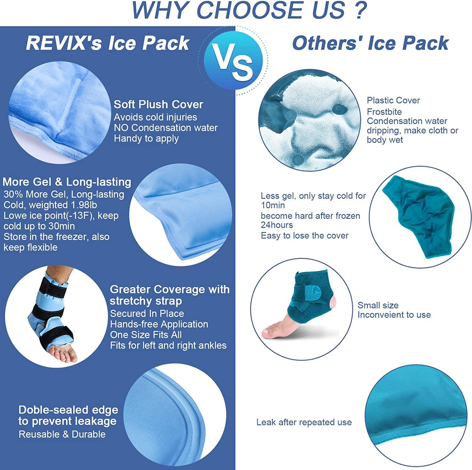 REVIX Ankle Ice Pack Wrap for Foot Pain Relief and Feet Injuries