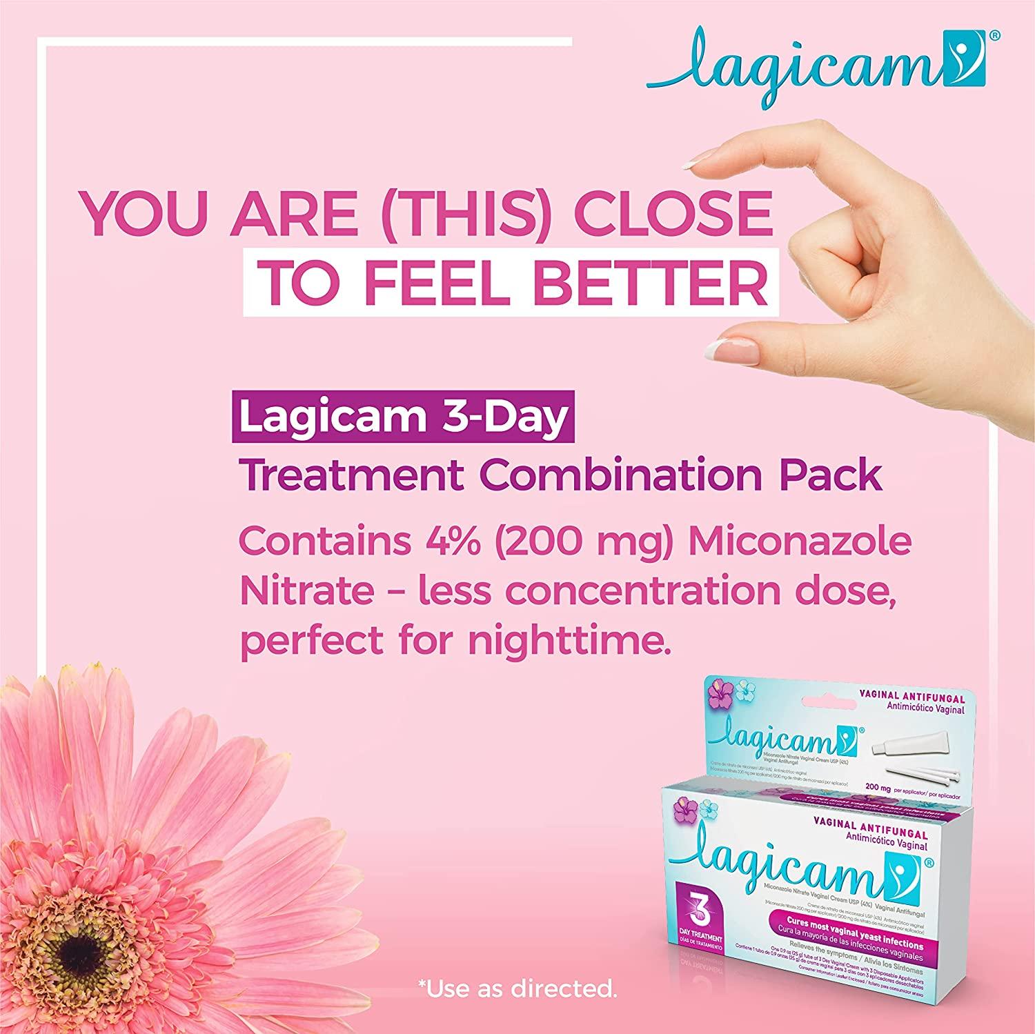 Lagicam Vaginal Yeast Infection Antifungal 3 Day Treatment Cream, 0.9 oz