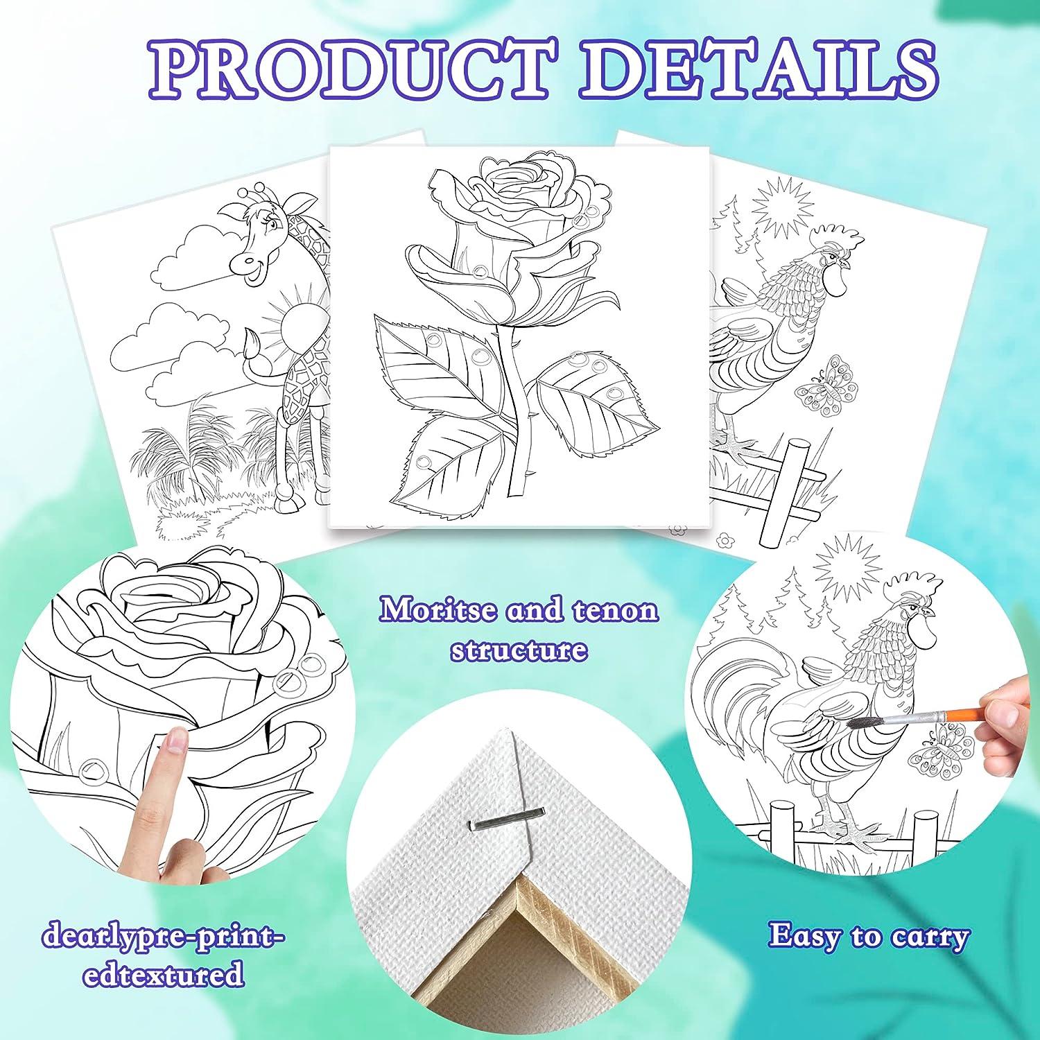 Anseal 12 Packs Princess Pre Drawn Canvas To Paint, 5" X 7" Pre Printed