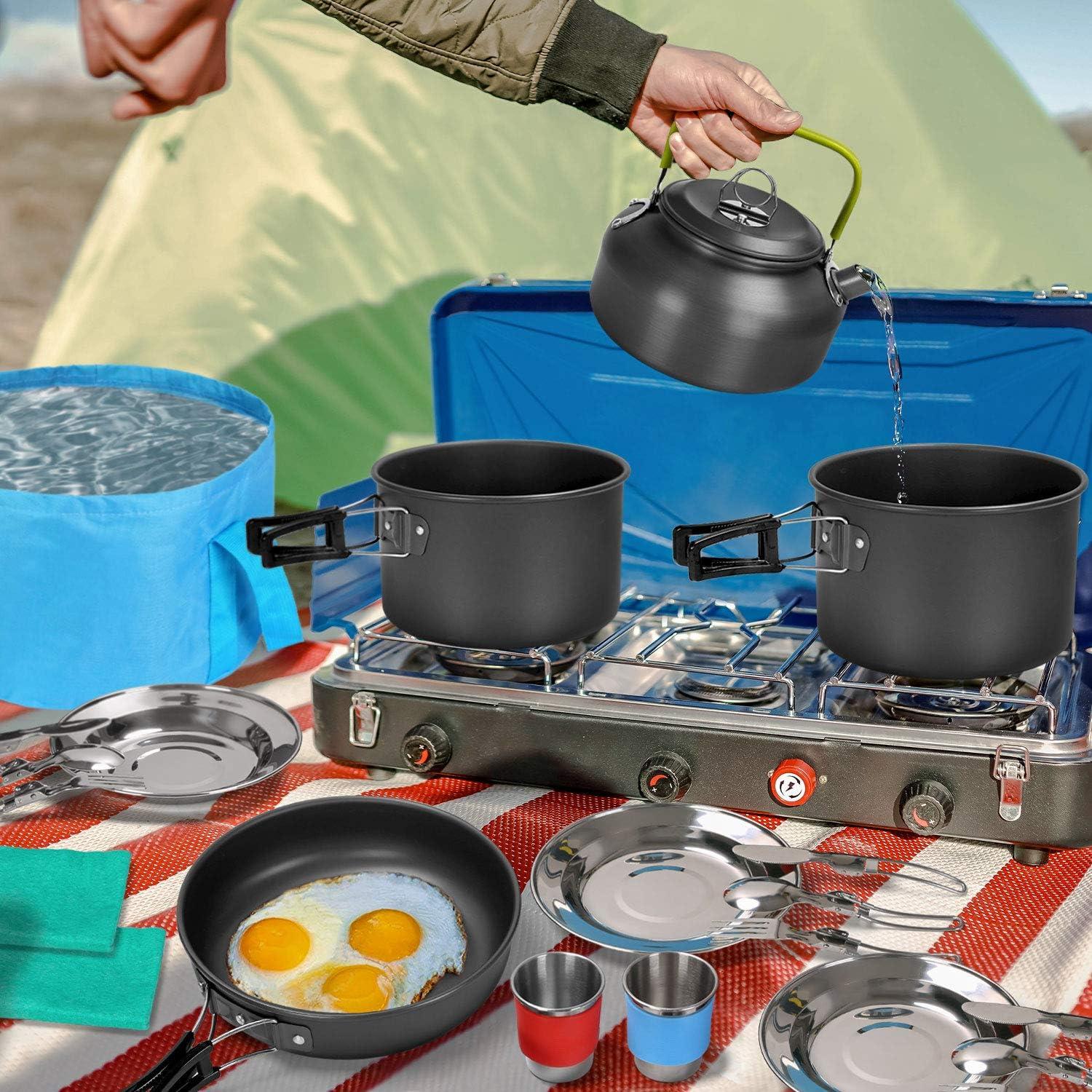 NEW! Camping Cookware Set 304 Stainless Steel 8-Piece Pots & Pans