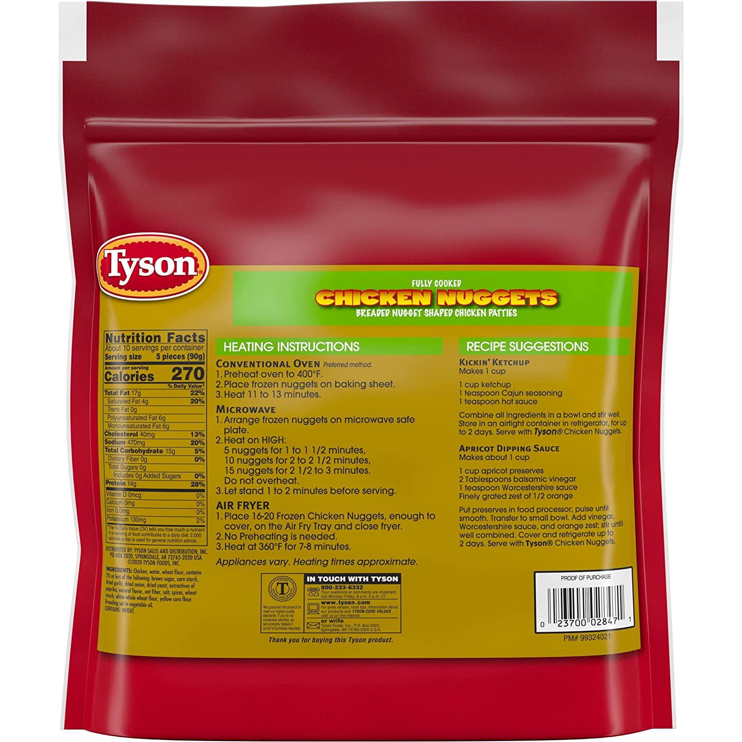Tyson Fully Cooked Chicken Nuggets Frozen Chicken Nuggets 2 lb
