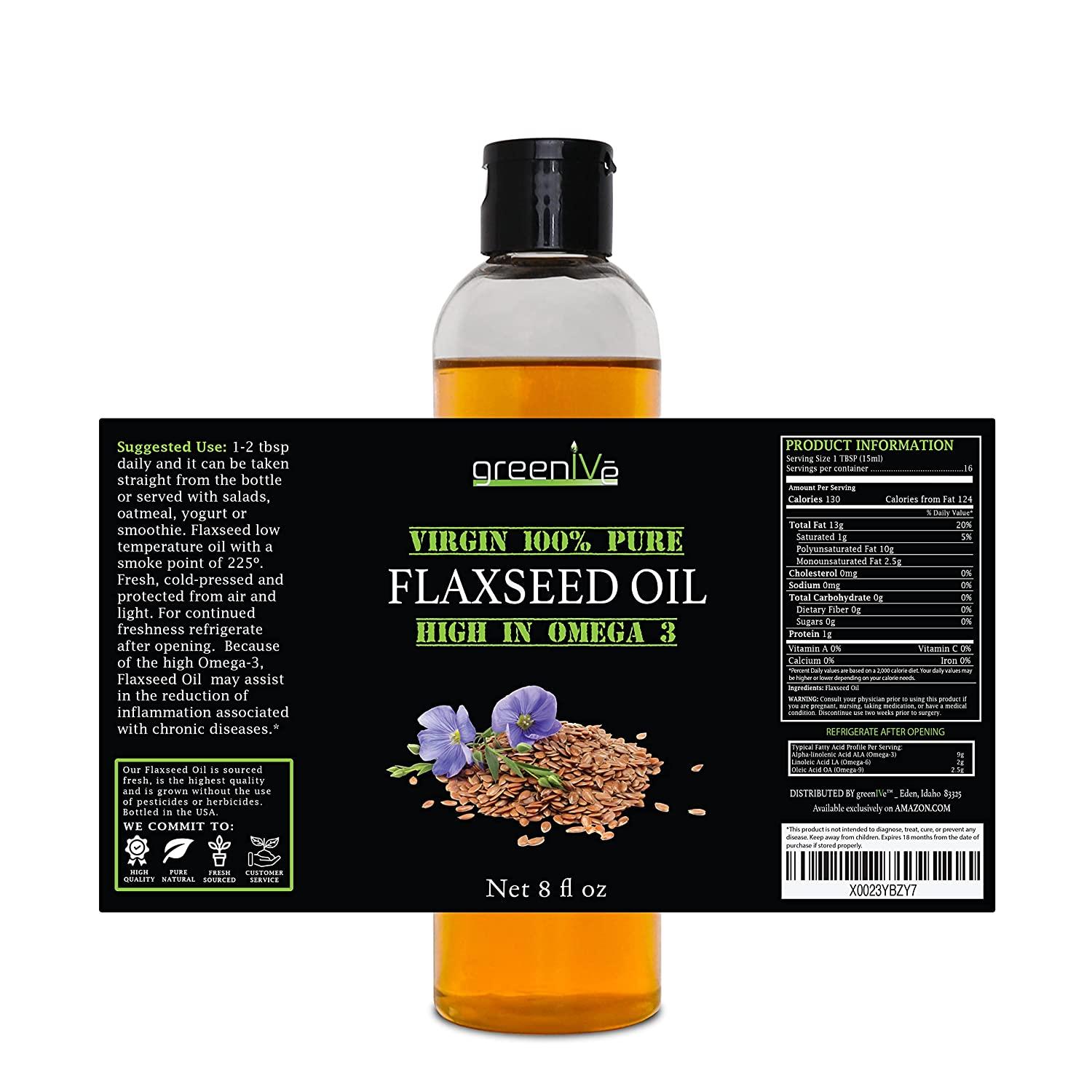 GreenIVe Flax Seed Oil 100 Pure Cold Pressed High Omegas Exclusively