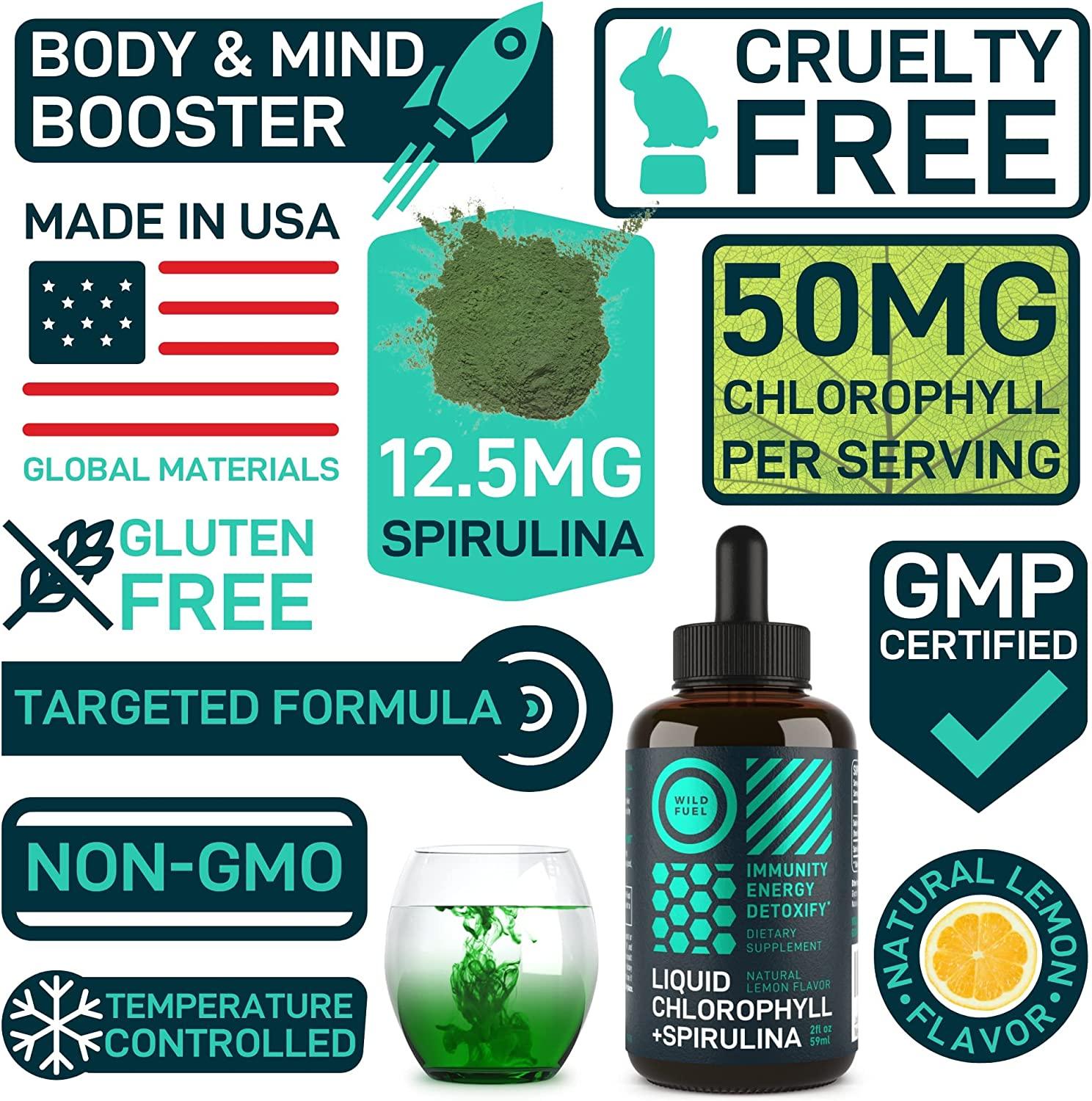 Wild Fuel Liquid Chlorophyll Drops with Spirulina Immune Support