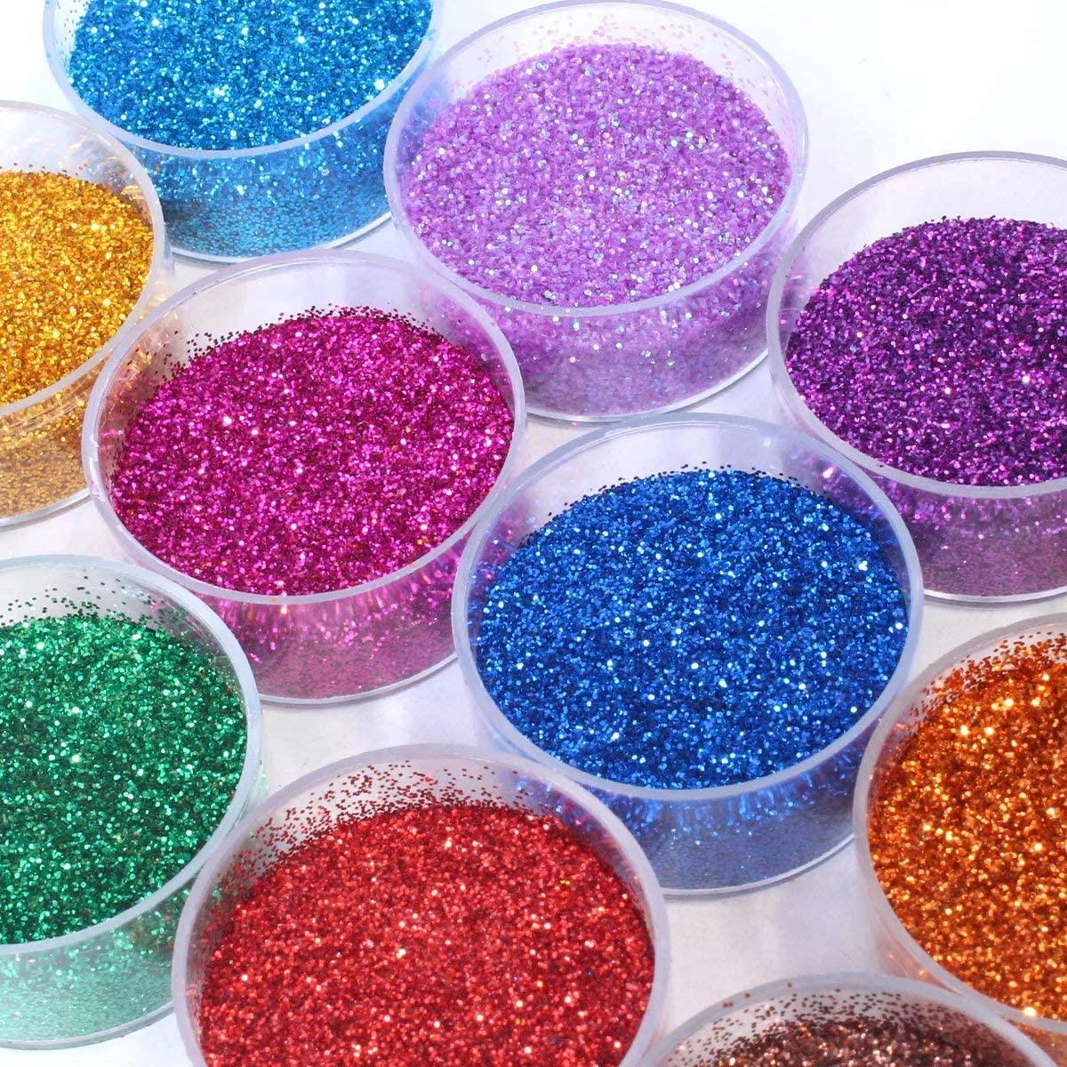 Fine Glitter 24 Colors Craft Glitter for Resin Makeup for Body Nail