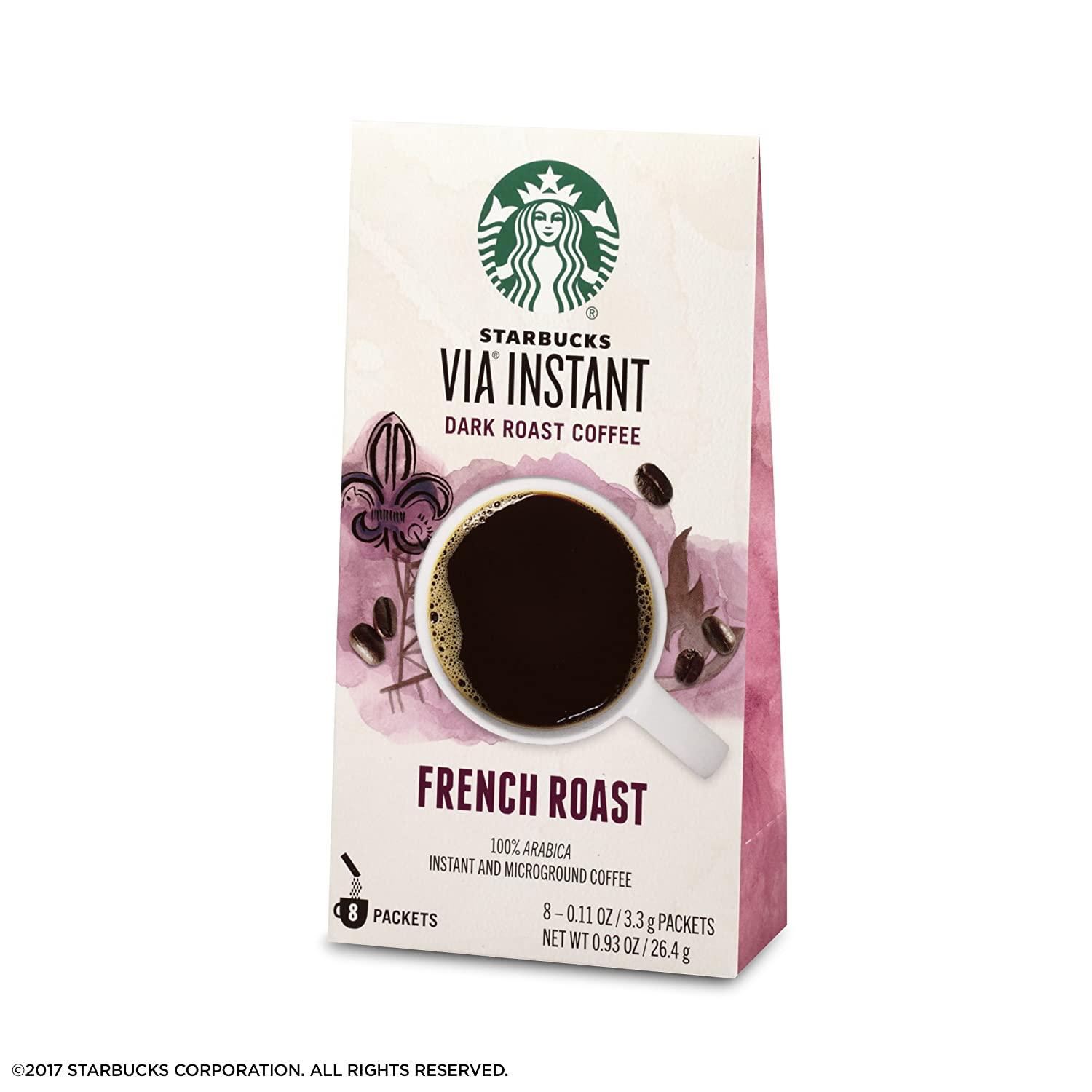 Starbucks VIA Instant Coffee Dark Roast Packets French Roast 100