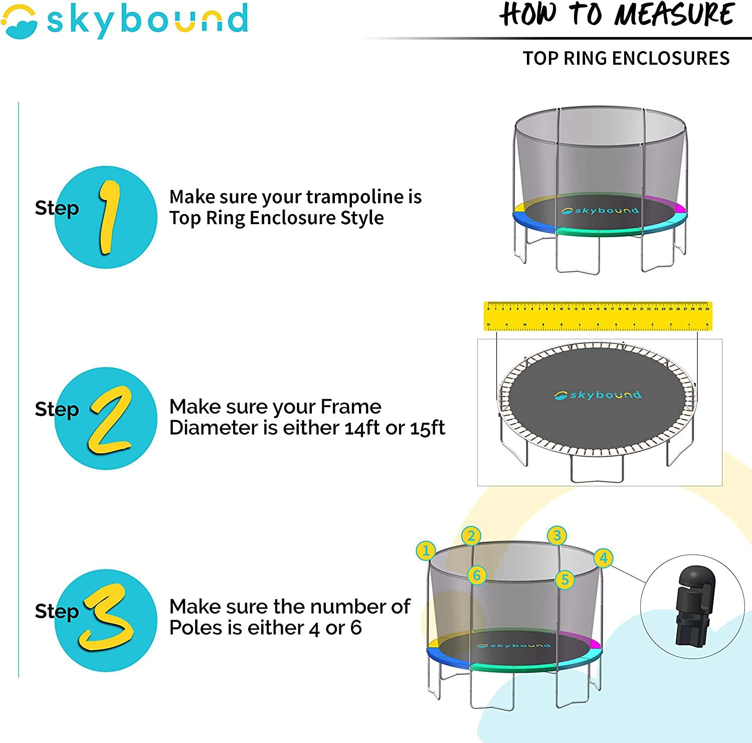 SkyBound Bounce Pro/Sports Power Round Net fits 14ft Trampolines That