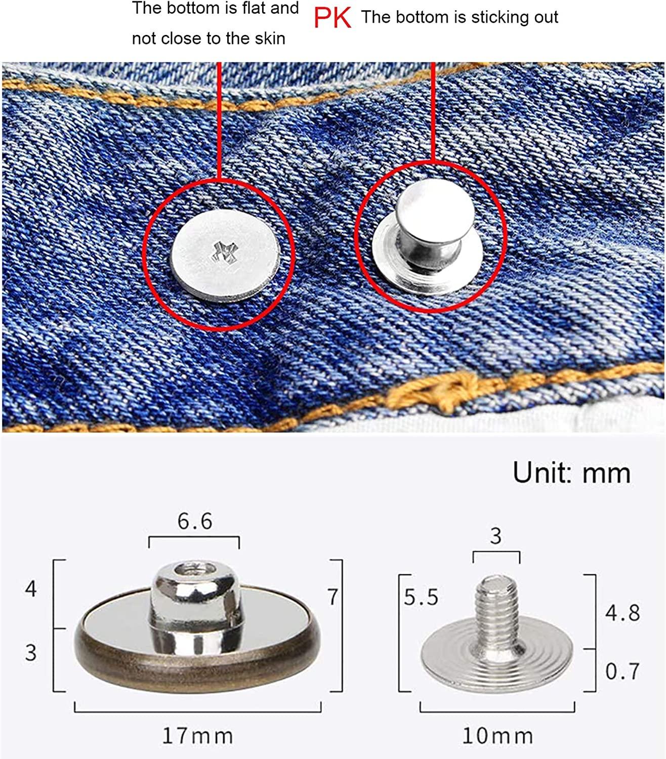 Jeans Button Replacement 100 Sets , No-Sew Removable Metal Buttons