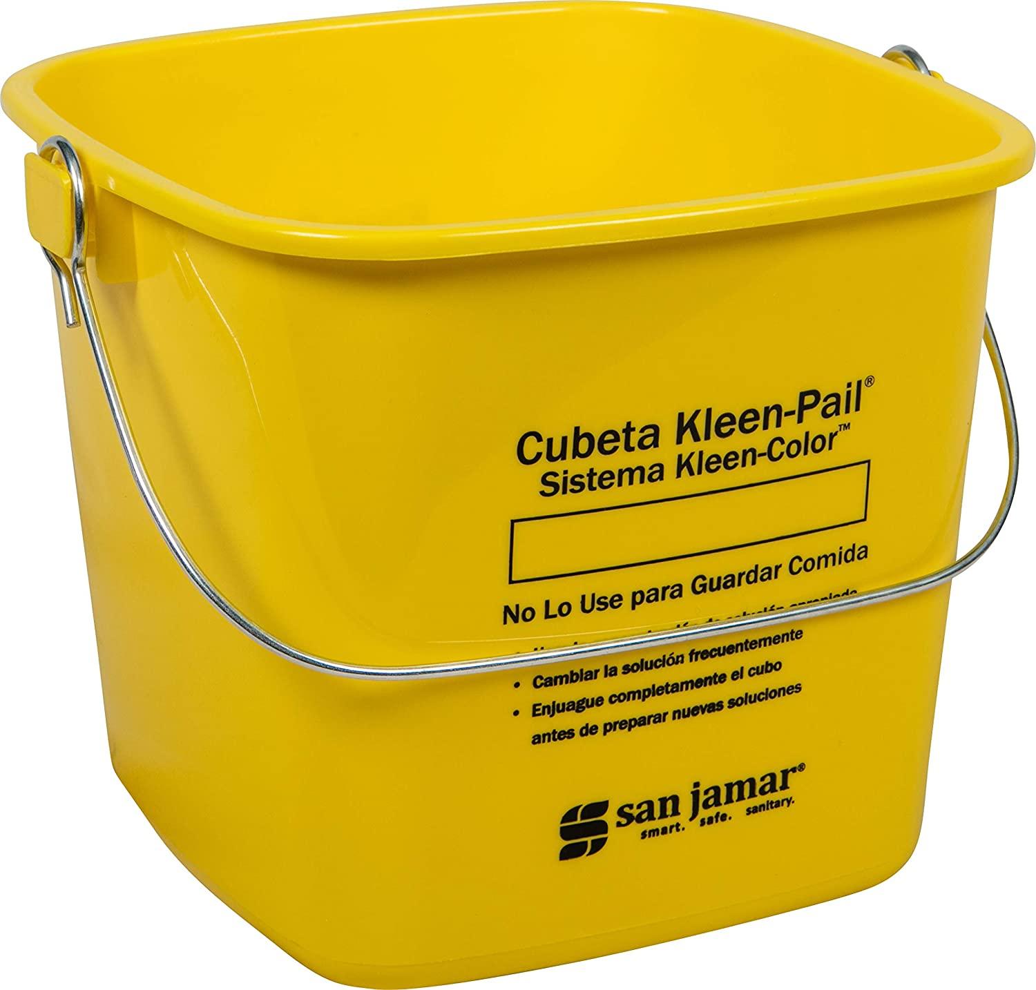 San Jamar KleenPail Plastic Cleaning Bucket 6 Quarts Yellow Cleaning