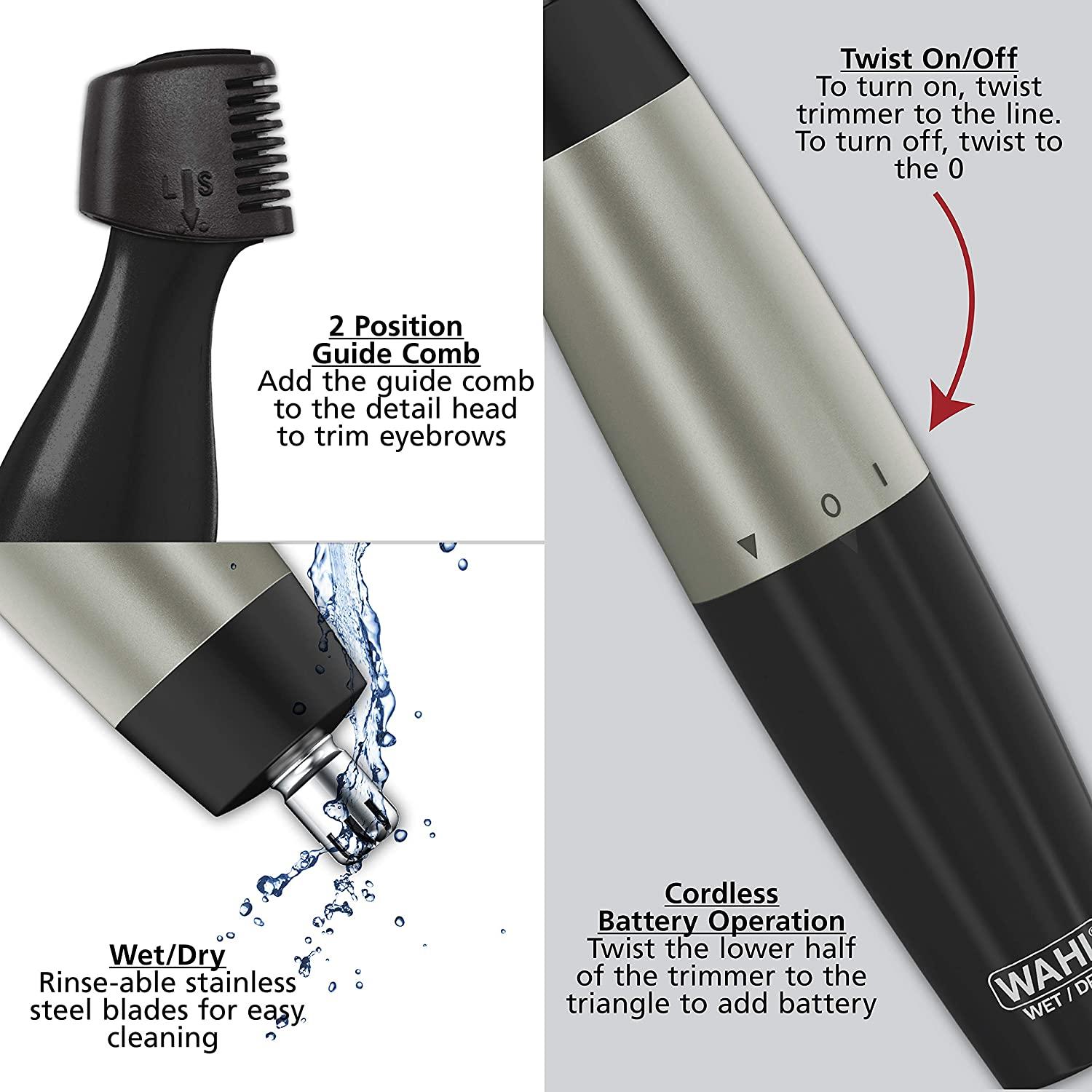 Wahl Groomsman Lithium Powered Ear Nose Brow Trimmer for Eyebrow Facial