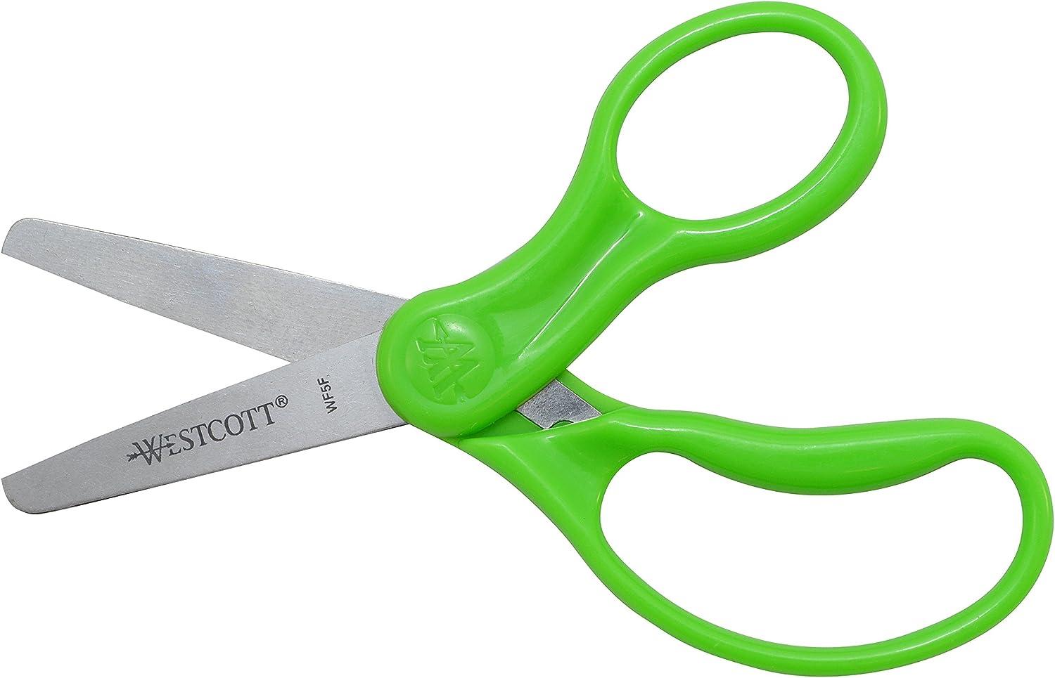 Westcott 16454 Right- and Left-Handed Scissors, Kids' Scissors, Ages 4-8,  5-Inch Blunt Tip, Assorted, 6 Pack