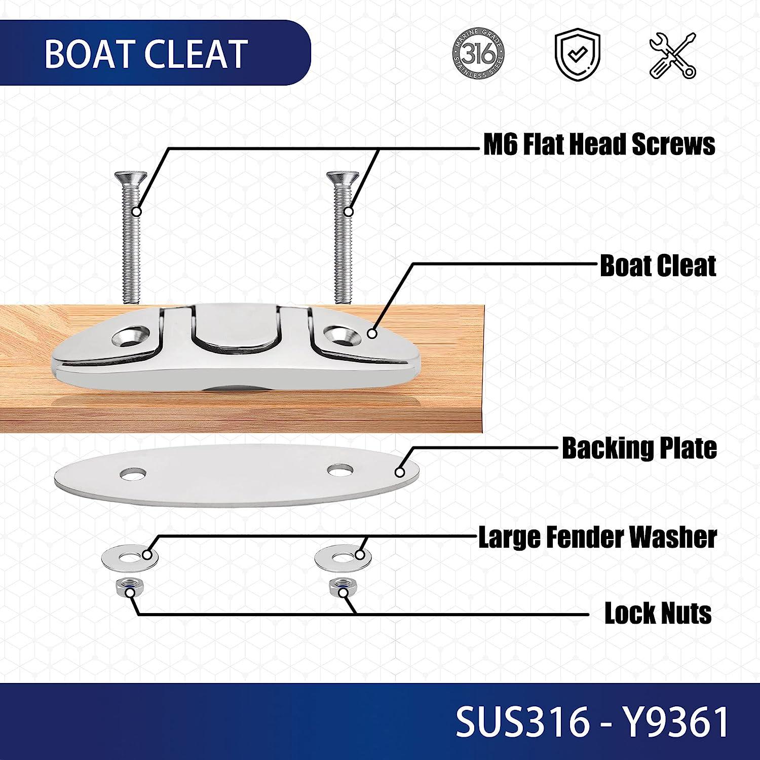 YUSOVE 316 Stainless Steel Boat Folding Cleat 41/2 Marine Flip Up