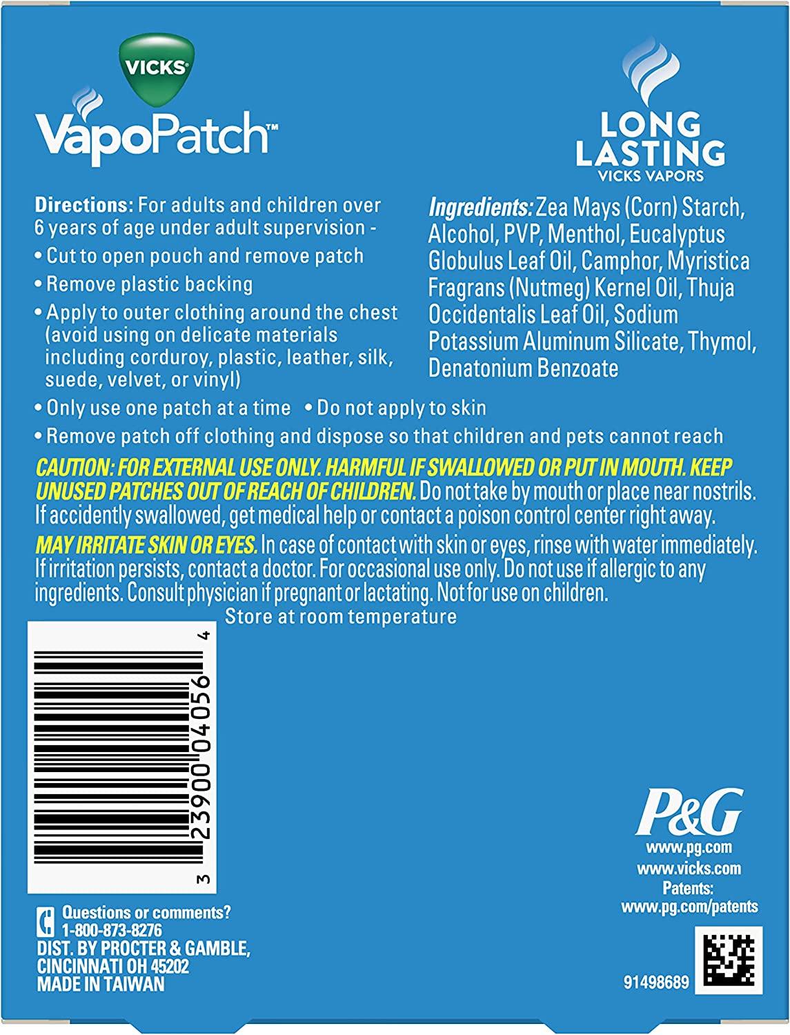 VapoPatch for Adults & Children Ages 6+, Long Lasting Soothing Vapors