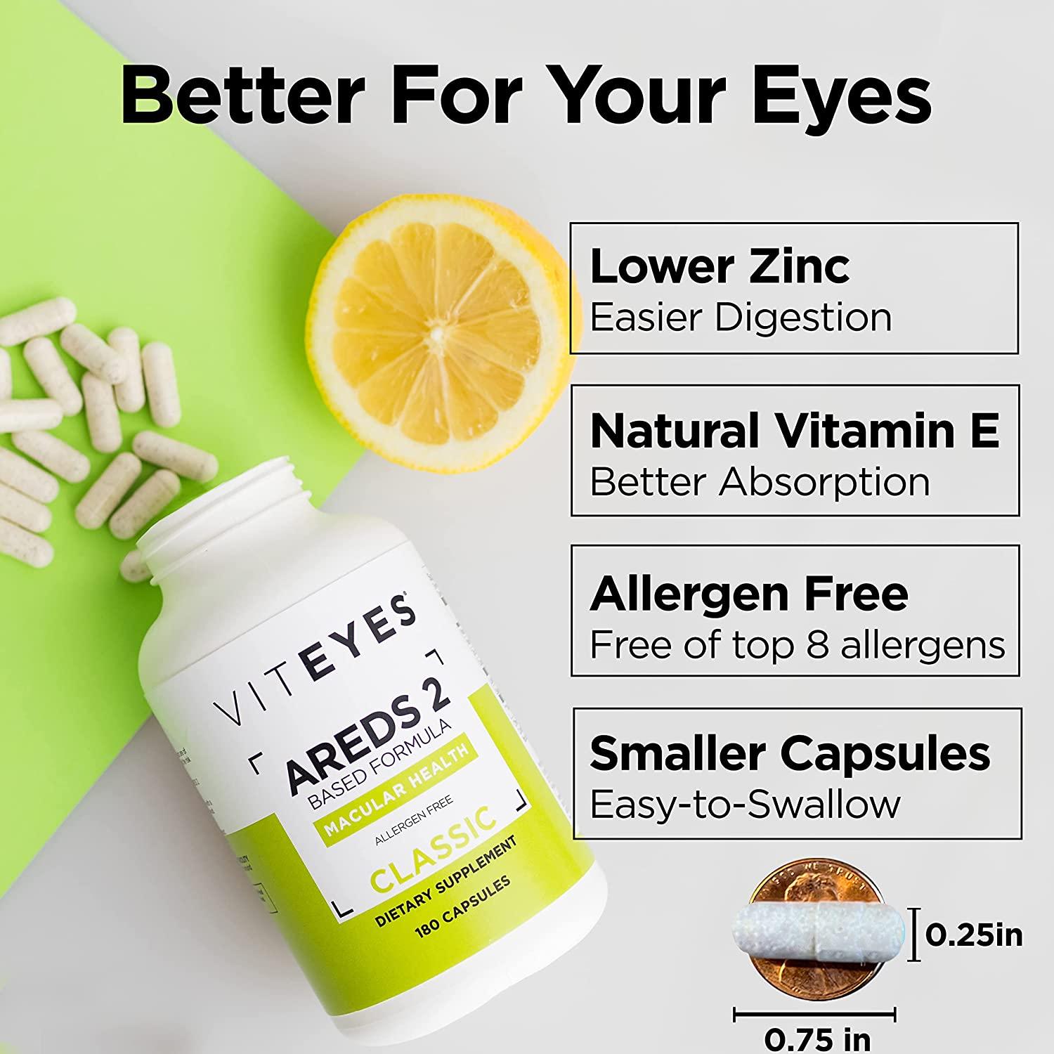 Viteyes AREDS 2 Eye Vitamins with Natural Vitamin E Lower Zinc