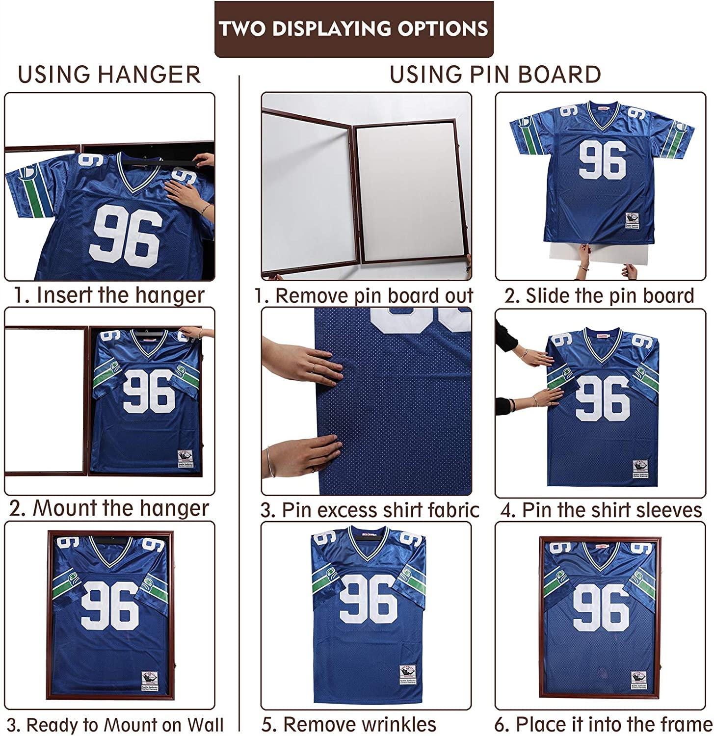 Nice C Jersey Frame Display Case, Large Shadow Box, Sports Jersey Display  Case with 98% UV Protection, Hangers and Hookers, Valet Pinboard, Acrylic,  Football, Basketball (Set of 2) 