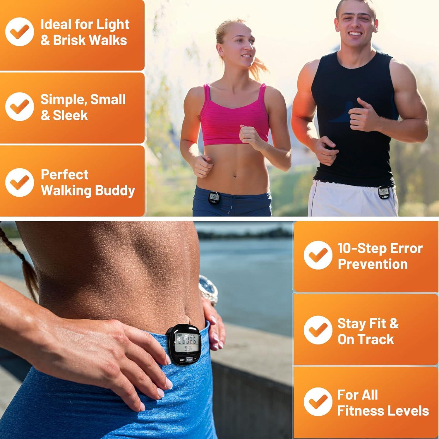 3D Pedometer with Clip and Strap: Walking Distance, Calorie Counter ...