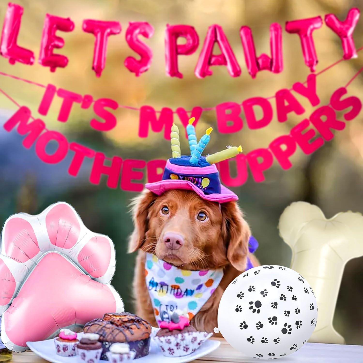 Kit Ghirlanda Palloncini Per Compleanno Cane JeVenis - Let's Pawty, Decorazioni Blu Con Ossa E Zampe