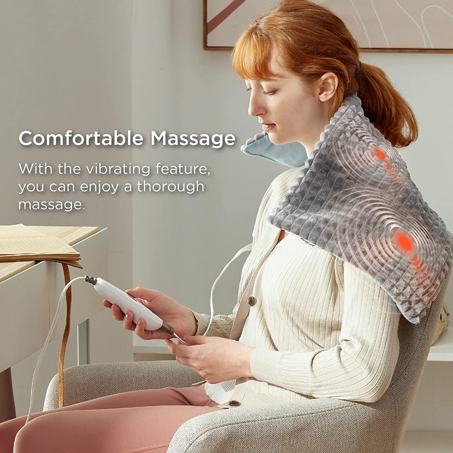 Bedsure Weighted Heating Pad with Massager Back Pain Relief