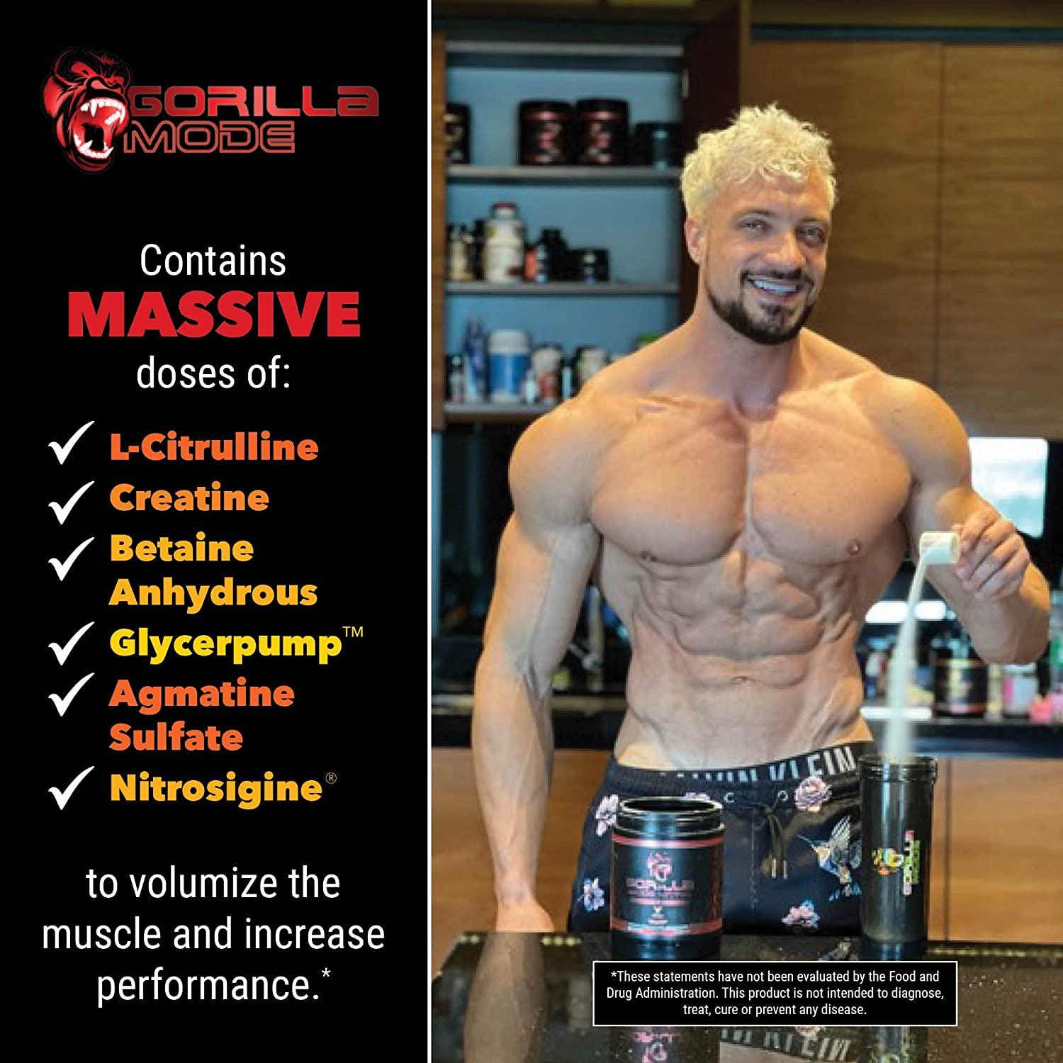 Gorilla Mode Nitric Stimulant Free PreWorkout Watermelon Flavor