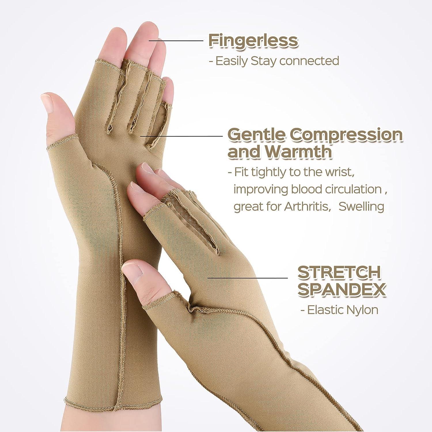 Janmercy 3 Pairs Arthritis Compression Gloves Outside Seams