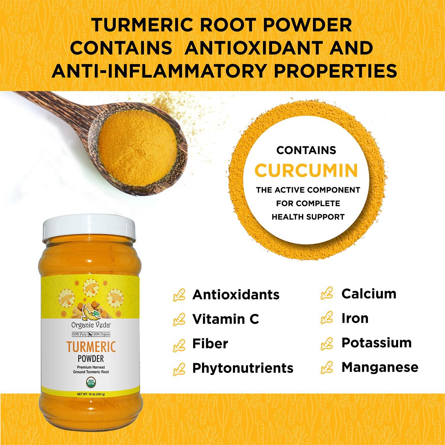 Organic Veda Turmeric Powder 100 Pure and Organic USDA Certified Ultra