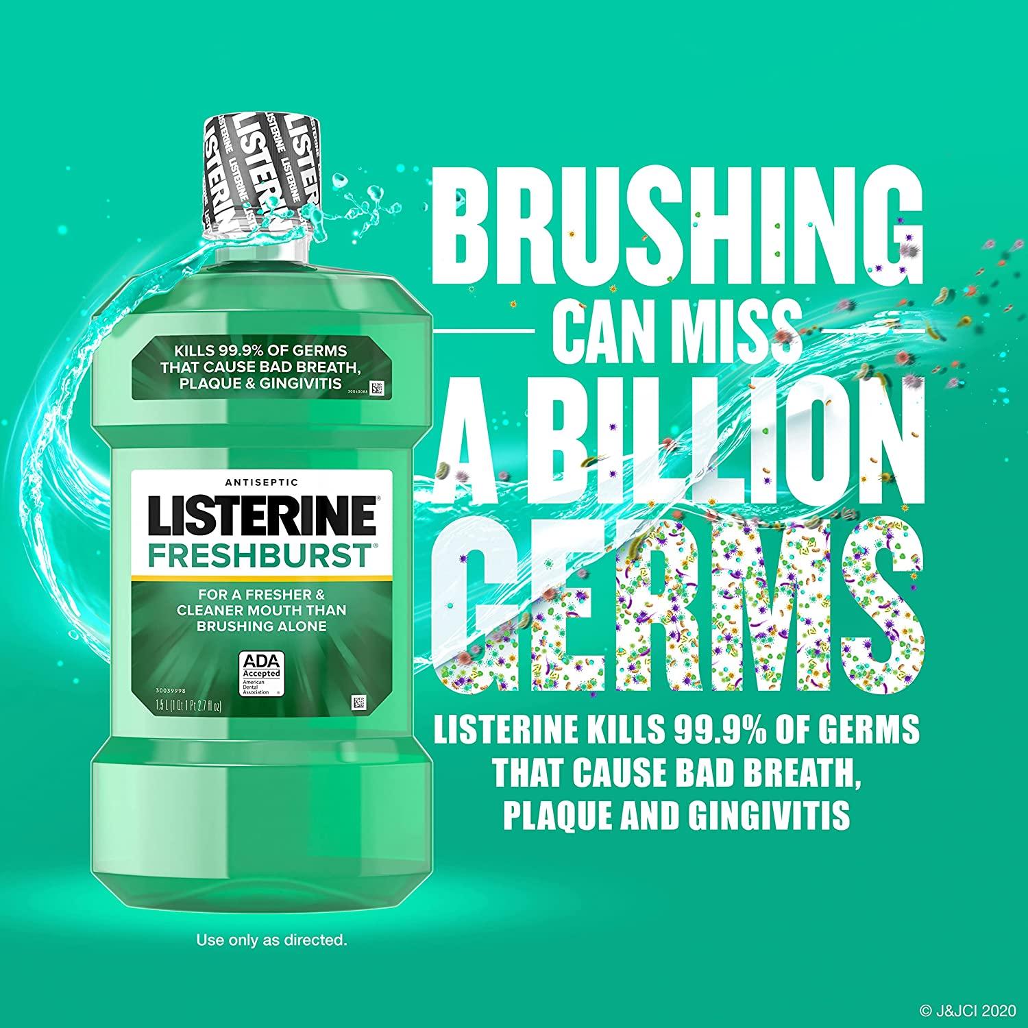 Listerine Freshburst Antiseptic Mouthwash for Bad Breath, Kills 99 of