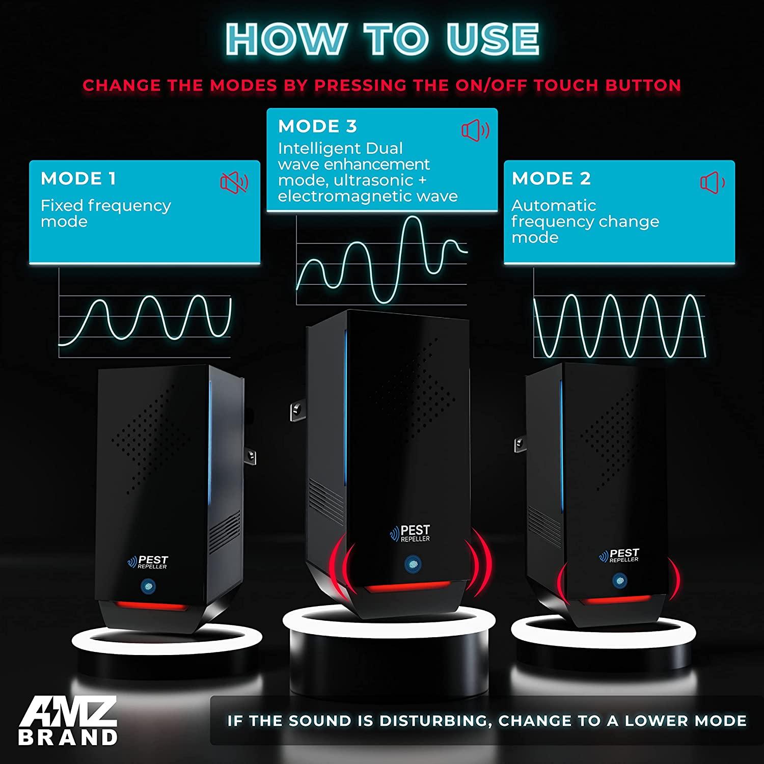 Ultrasonic Pest Repeller 2 Pack Powerful Rodent Repellent Wide