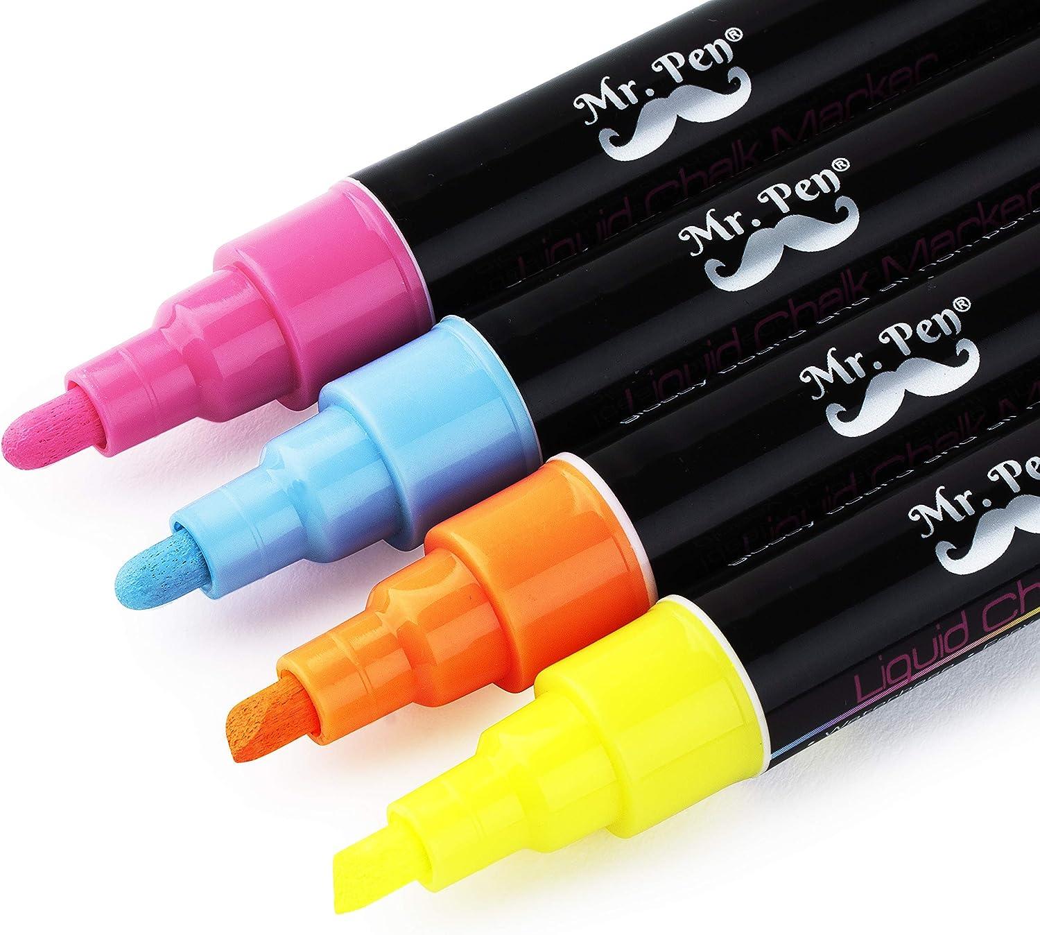 Mr. Pen- Chalk Markers, 6 Pack, Dual Tip, Assorted Color, 8 Labels
