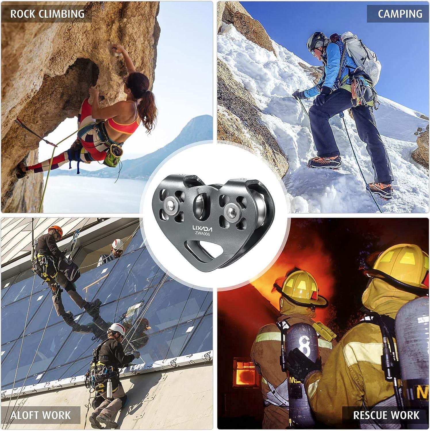 Lixada 30KN Tandem Speed Zip Line Pulley for Cable Backyard Zipline Holds Up to 6700lbs Grey