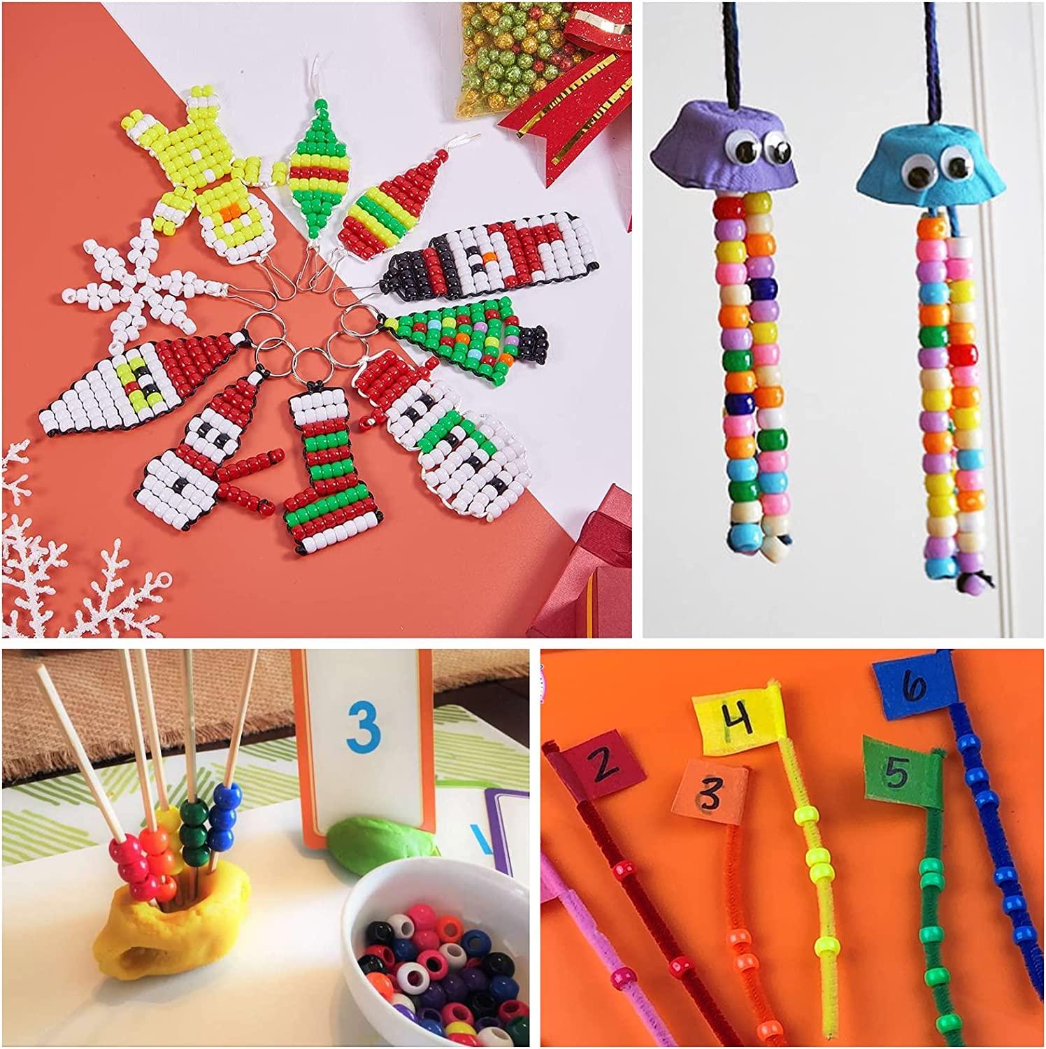 Pony Beads Set 3600 Pcs 6x9mm Multi-Colored Plastic Craft Beads