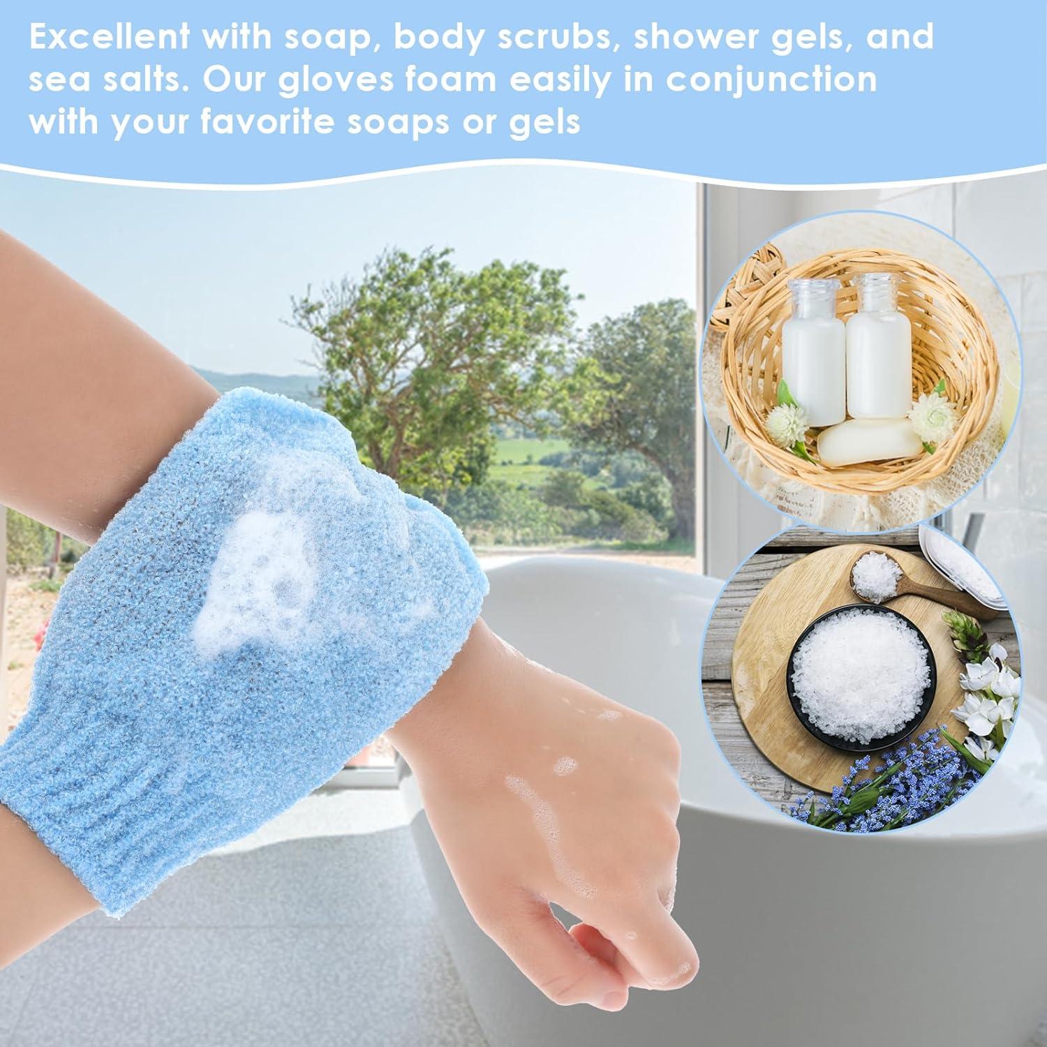 Exfoliating Shower Gloves Bath Scrub Gloves Body Face Massage Gloves