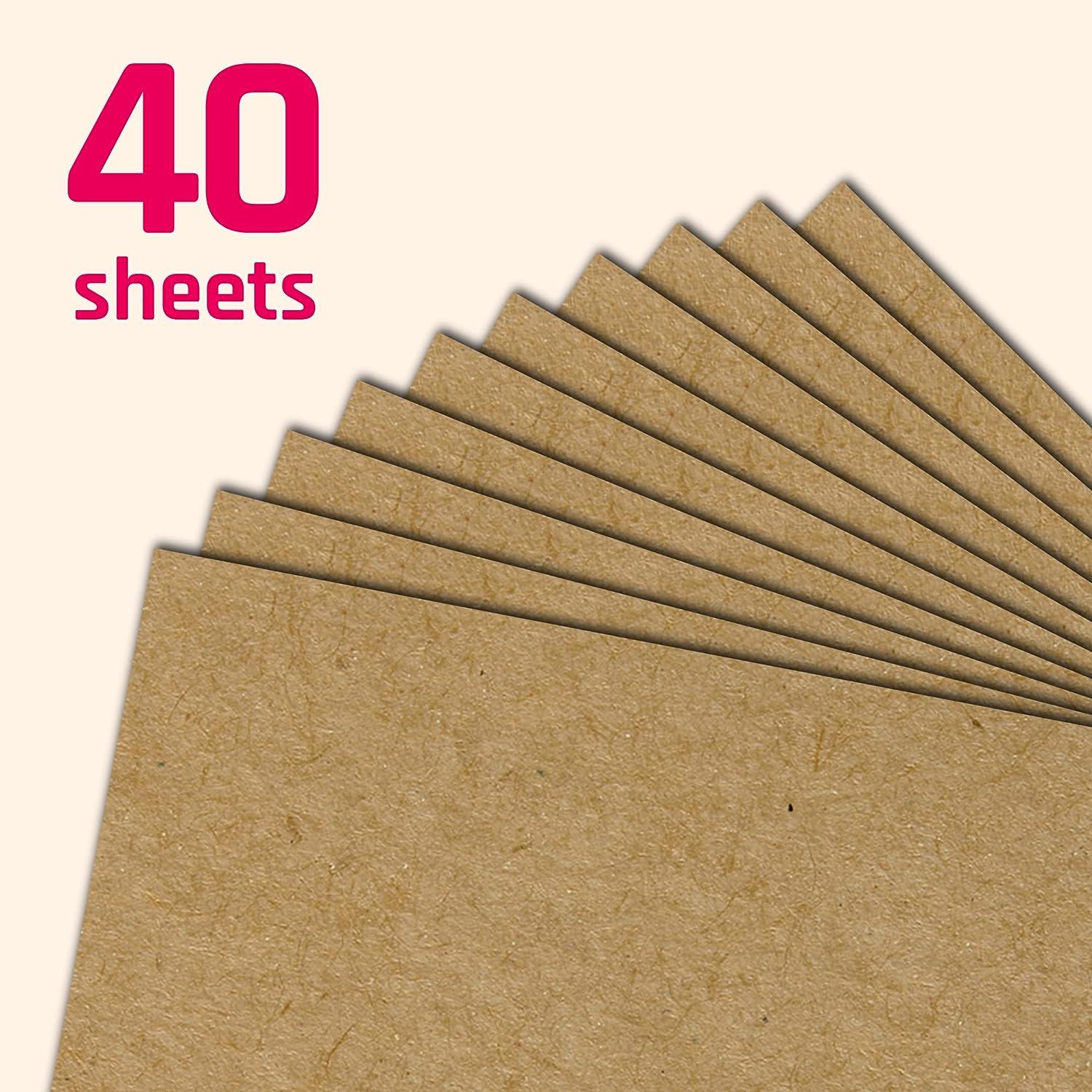 40 Sheets 300 GSM Brown Kraft Cardstock 8.5 x 11 inches Heavyweight