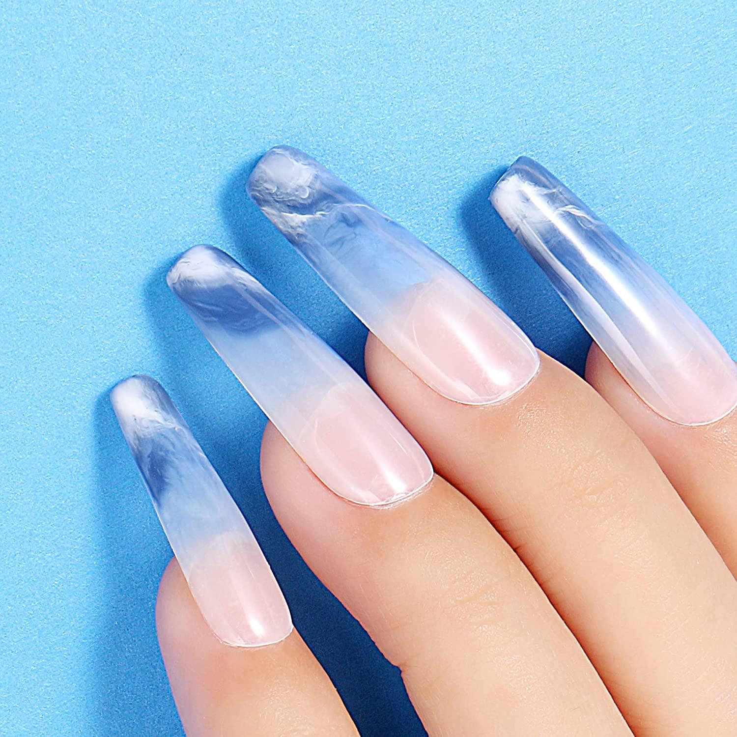 Elegant Gradient Bloom Porcelain Nails