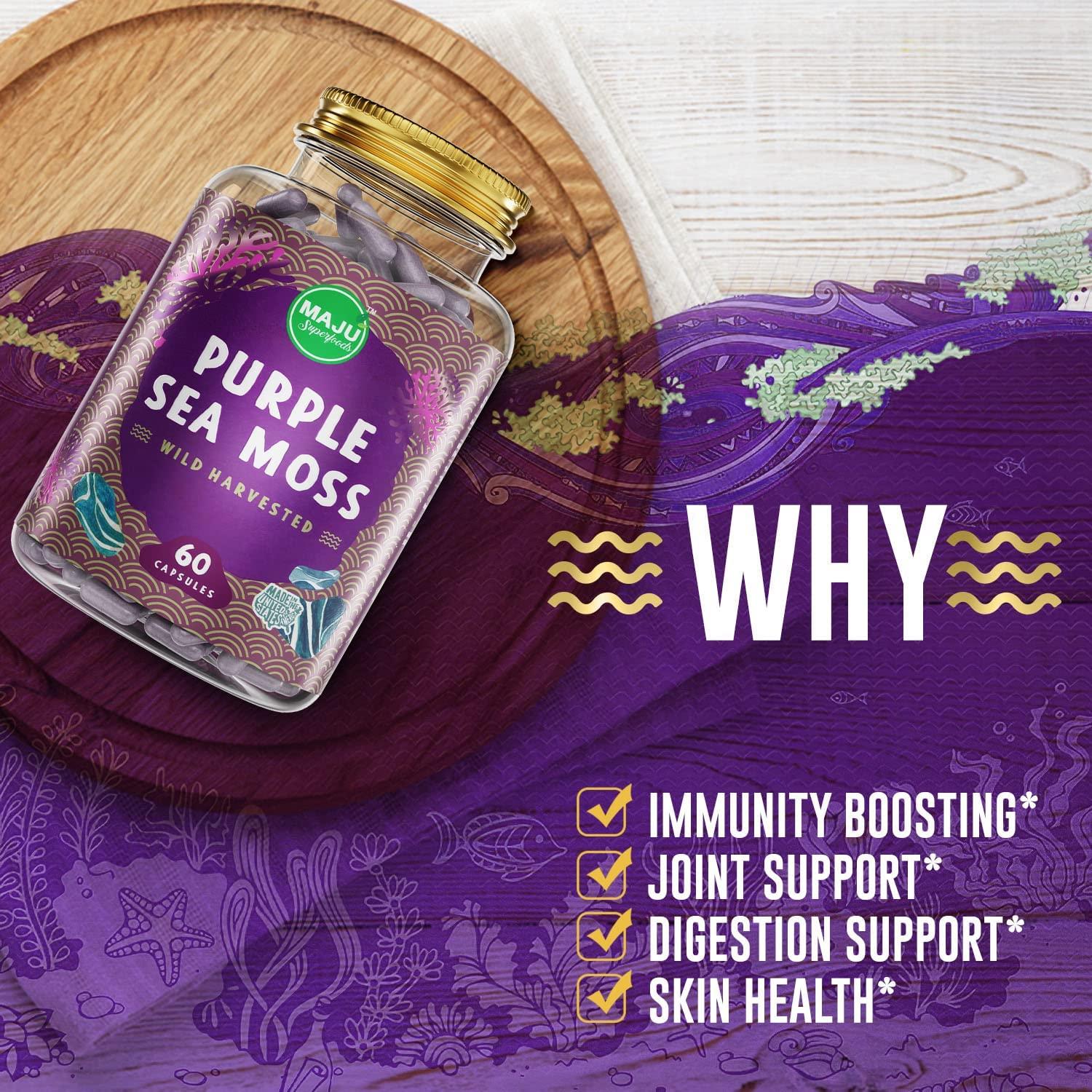 Maju Purple Sea Moss Capsules Authentic Raw Chondrus Crispus All