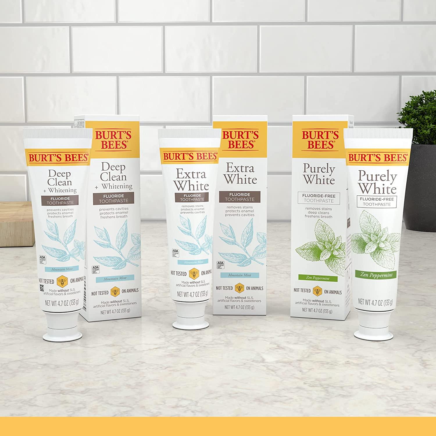 Burt’s Bees Toothpaste, Natural Flavor, FluorideFree, Purely White