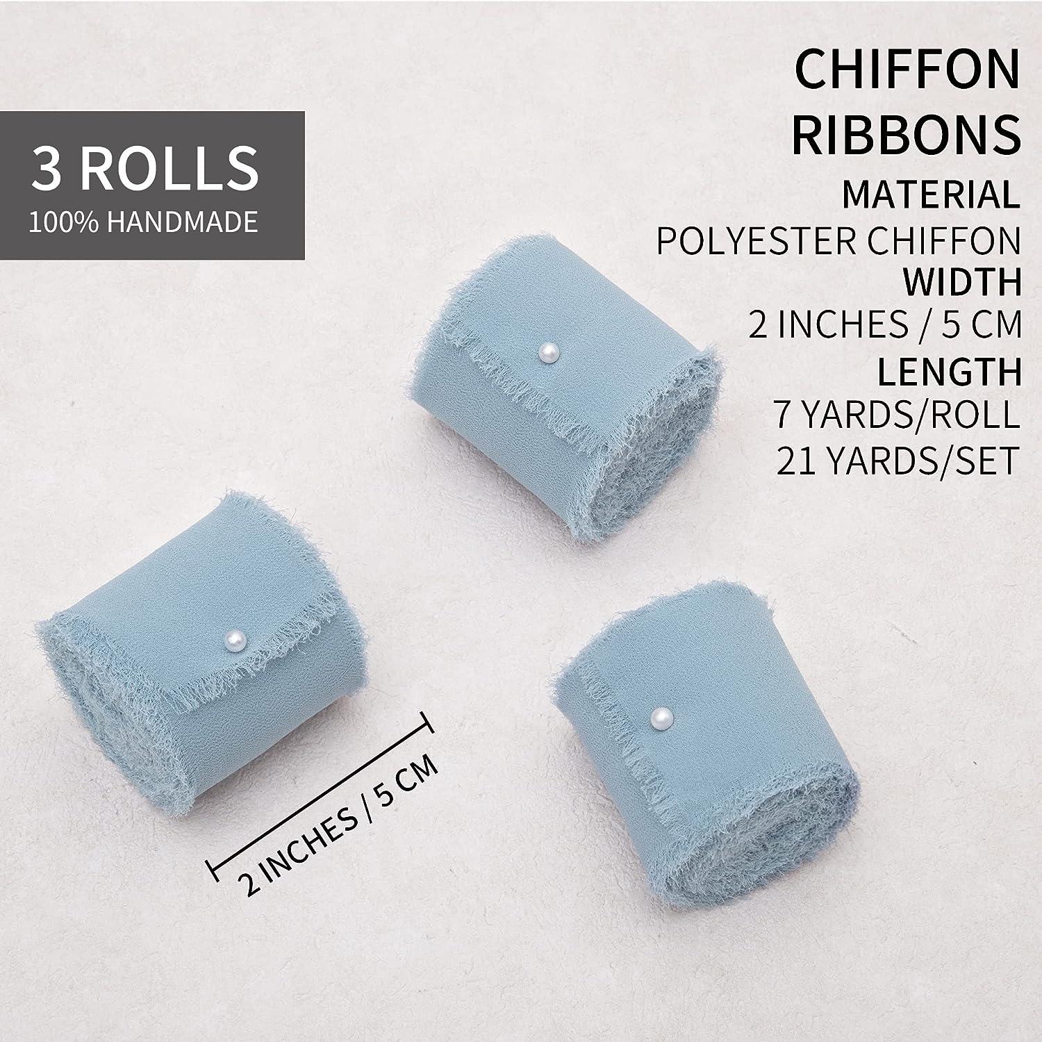 Chiffon Ribbon Fringe Fabric Ribbon Dusty Blue Ribbon - Temu