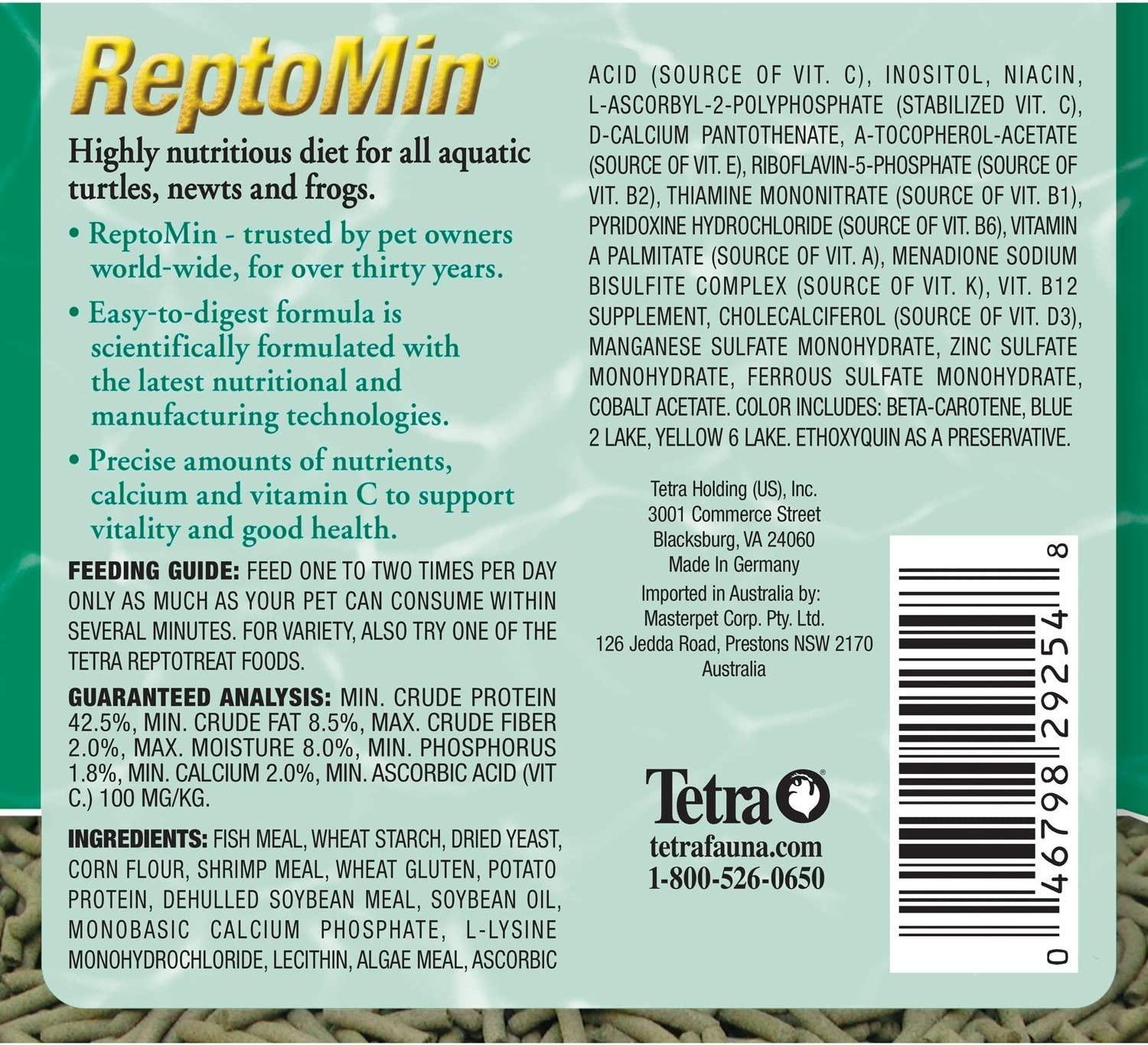 Tetra ReptoMin Floating Food Sticks for Aquatic Turtles Newts and Frogs